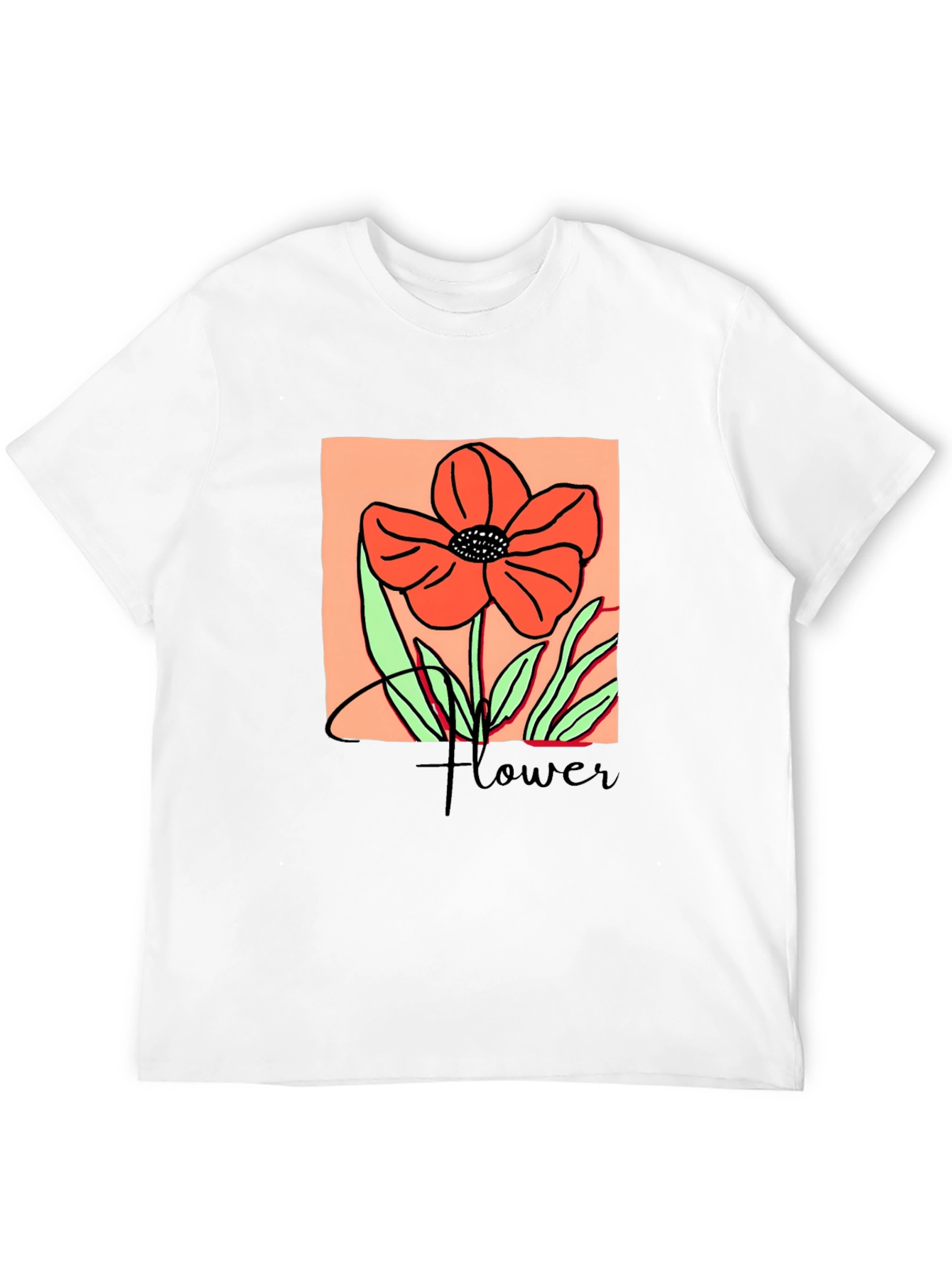 Black Floral Graphic T-Shirt - Artistic Flower Design view 12