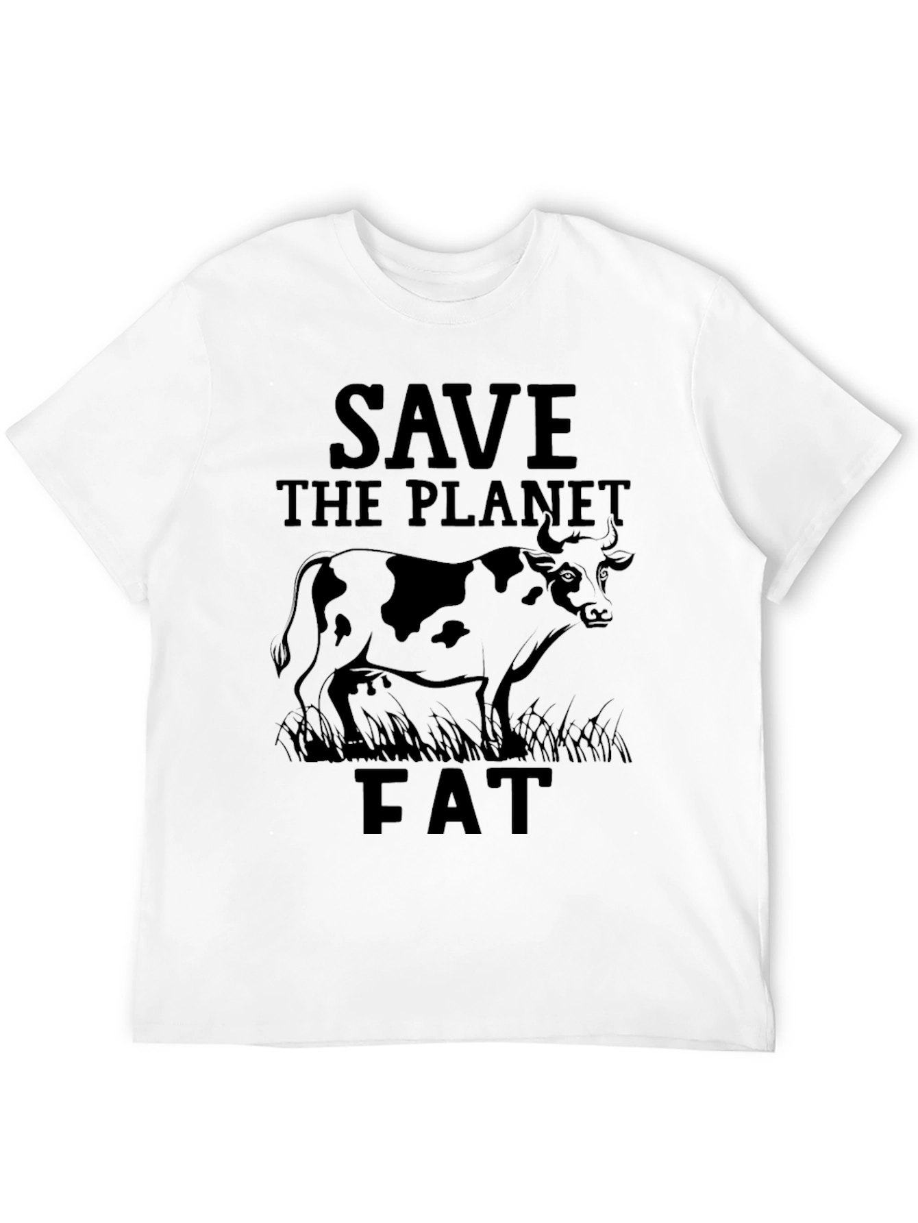 Black Save The Planet Fat Cow Graphic Tee view 12