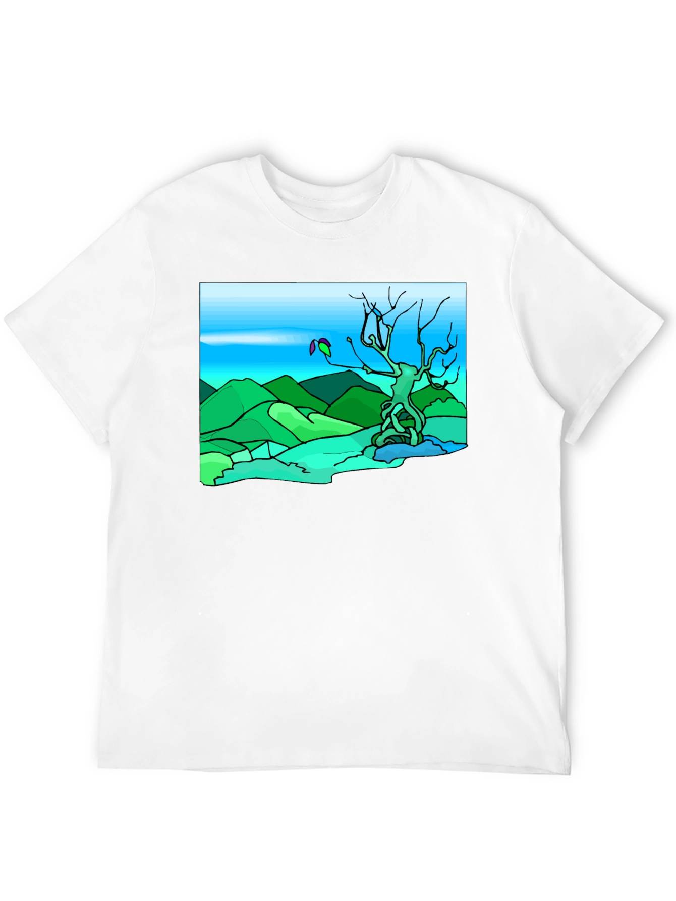 Black Artsy Nature Scene Black T-Shirt view 12