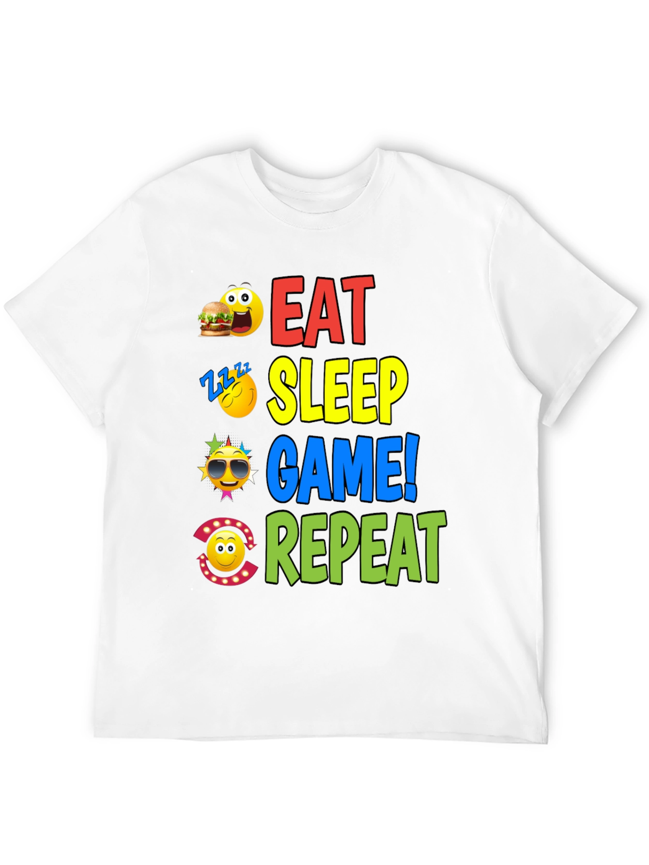 Black Eat Sleep Game Repeat Graphic T-Shirt view 12
