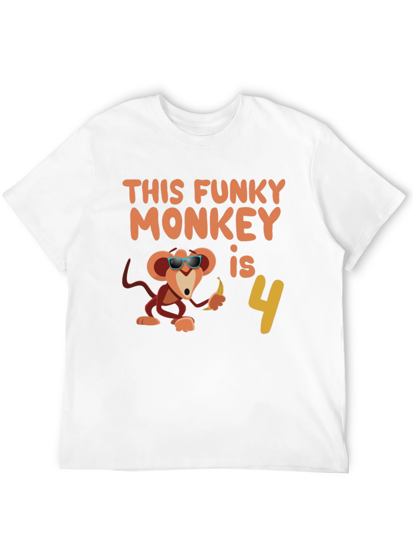 Black Funky Monkey Birthday T-Shirt: 4th Birthday Apparel view 12