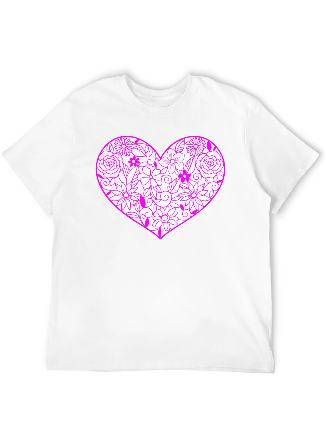 Floral Heart Graphic Black T-Shirt - 12