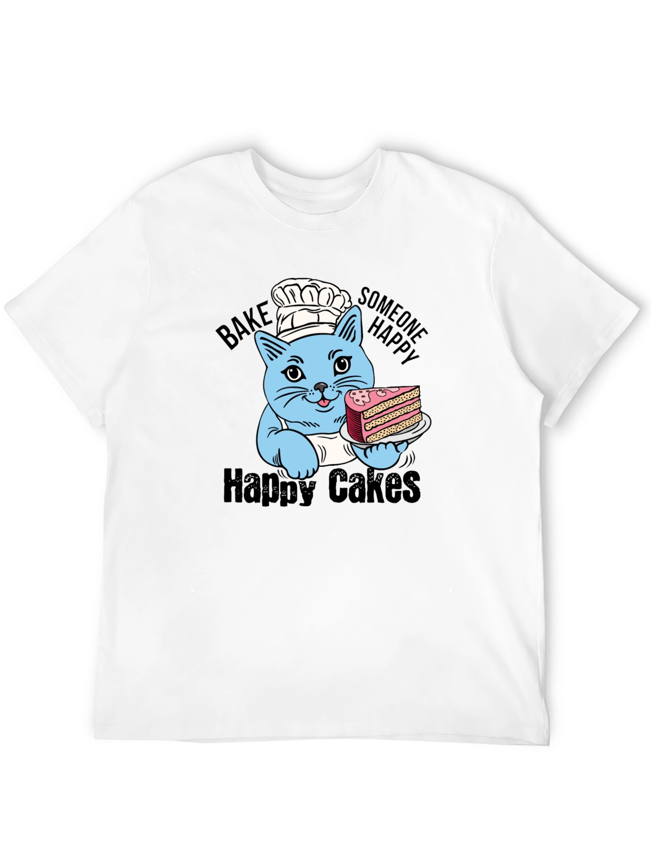 Black Happy Cakes T-Shirt: Cute Cat Baker view 12