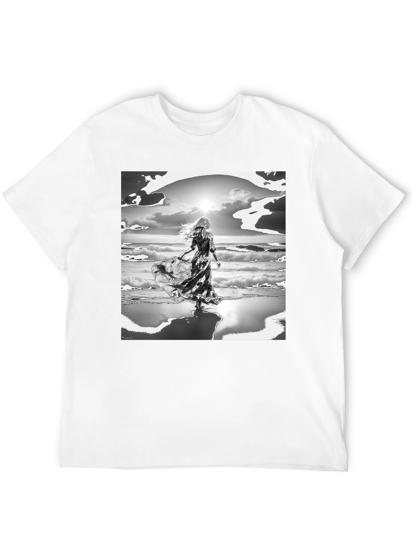 Black Woman on Beach Graphic Tee - Black view 12