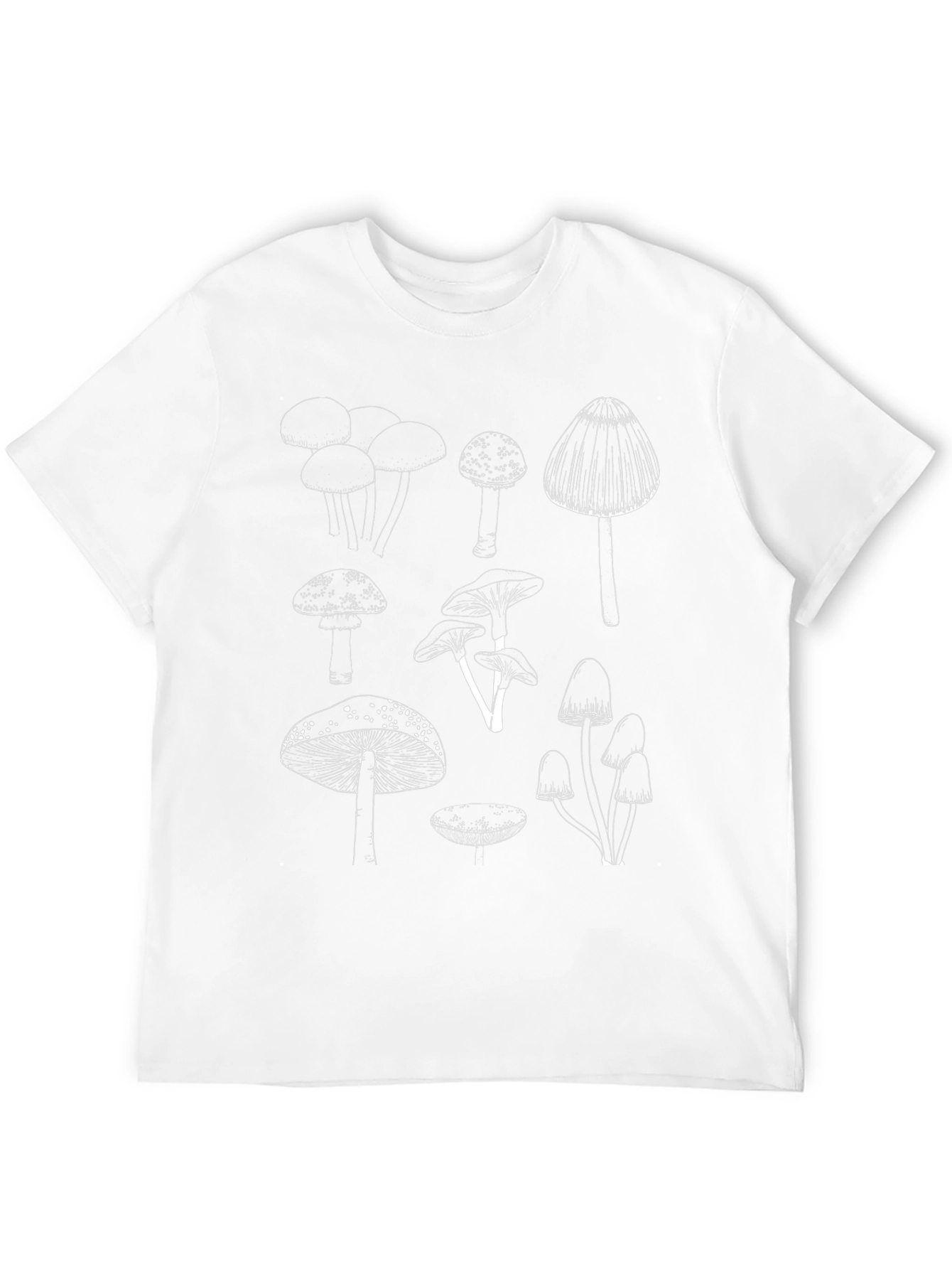 Black Mushroom Print Black T-Shirt - Unique Design view 12