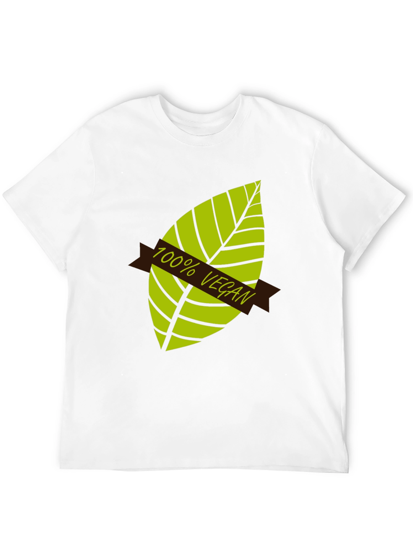 Black 100% Vegan Graphic T-Shirt - Black, Leaf Design view 12