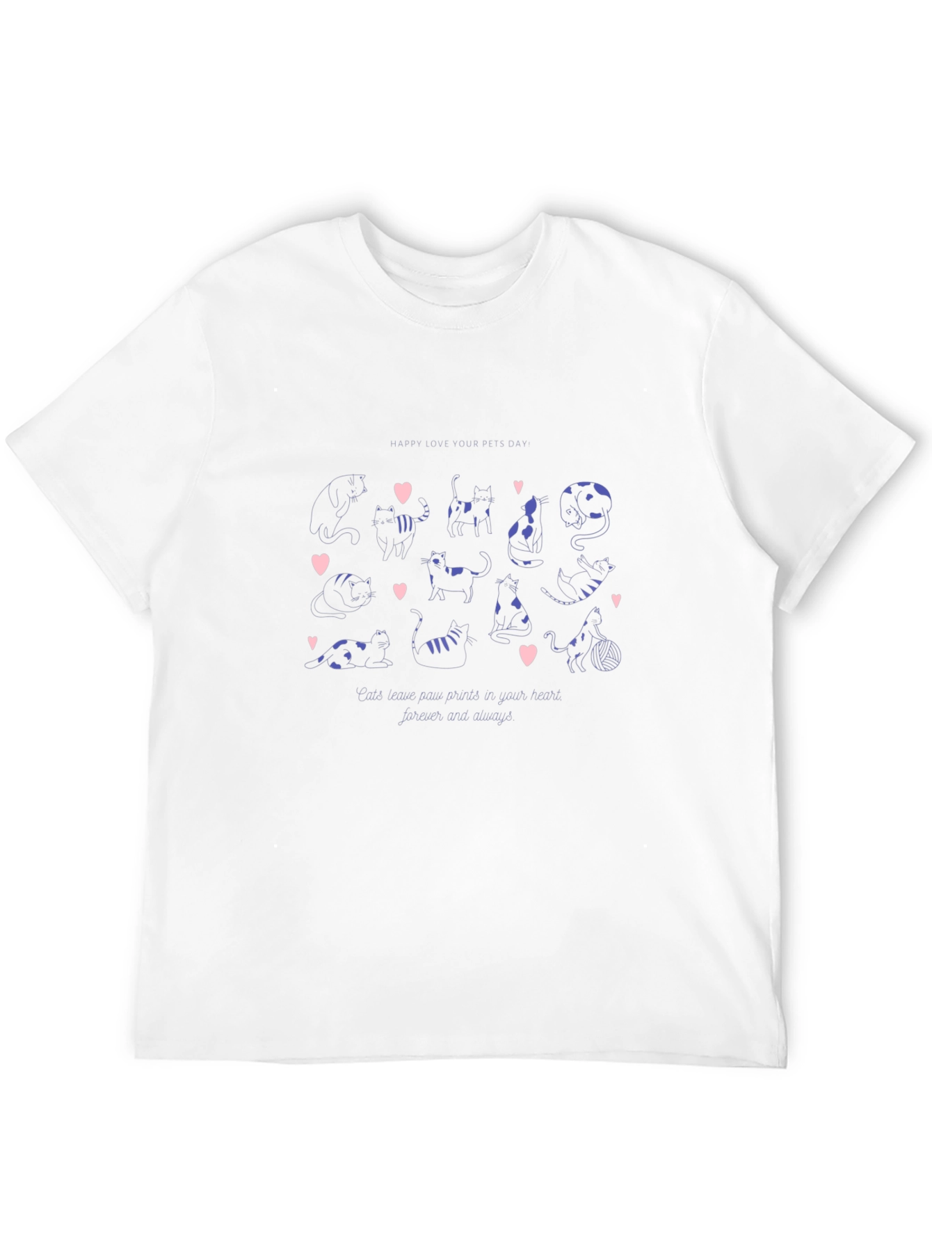 Black Cute Cats Valentine's Day Graphic T-Shirt view 12