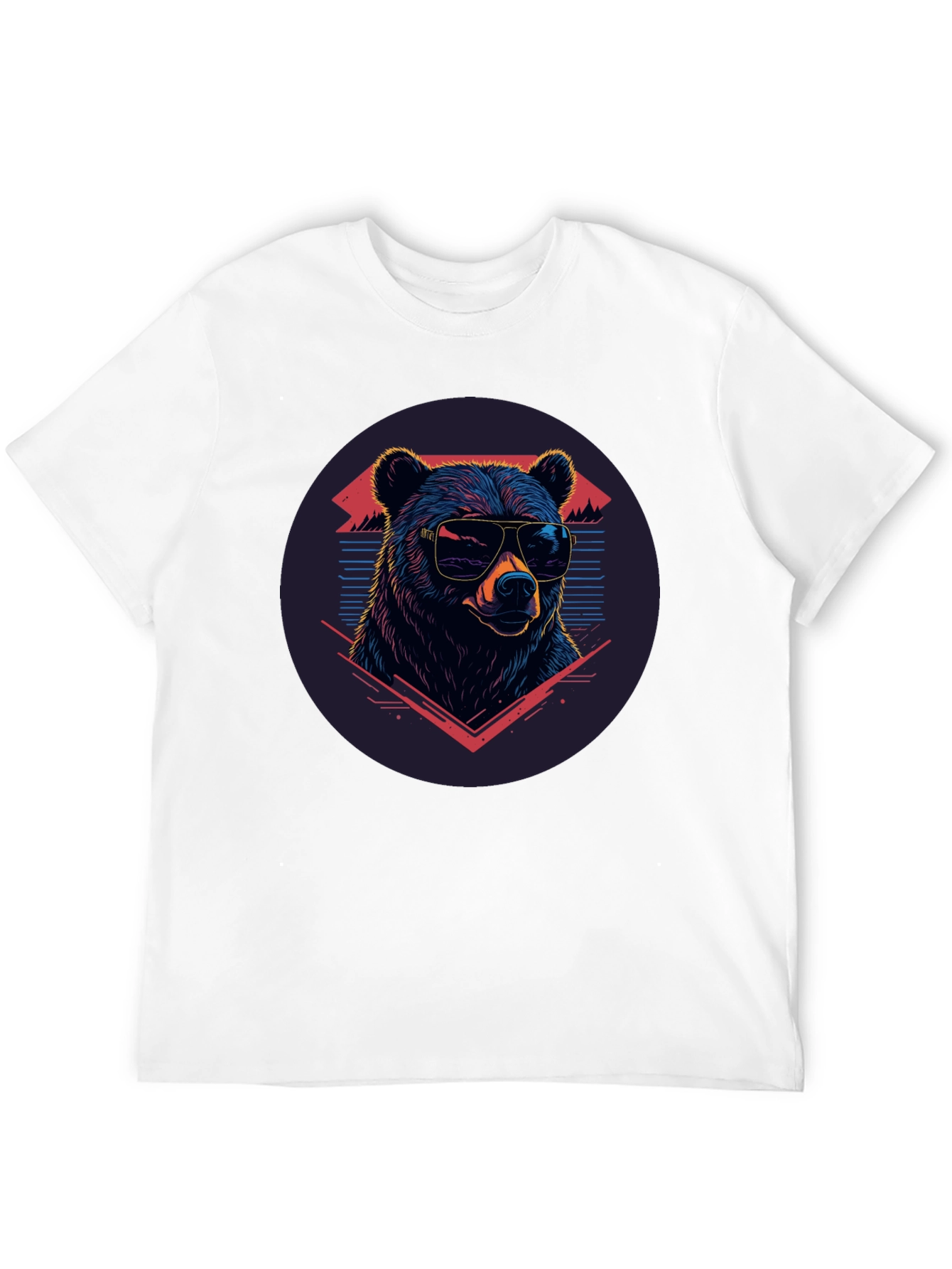 Black Cool Bear Graphic Tee - Retro Style Black T-Shirt view 12