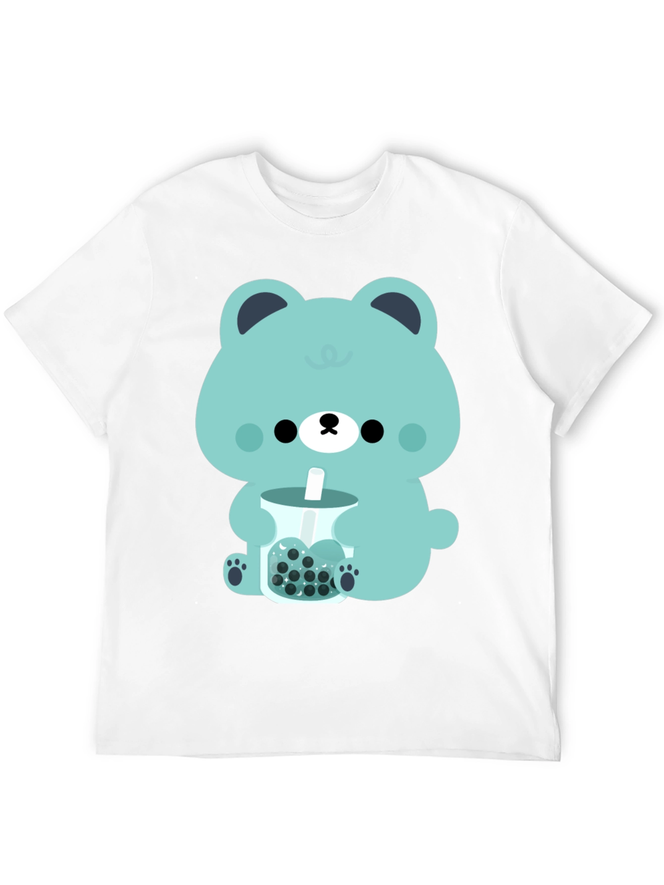 Black Cute Bear Bubble Tea Graphic Tee view 12