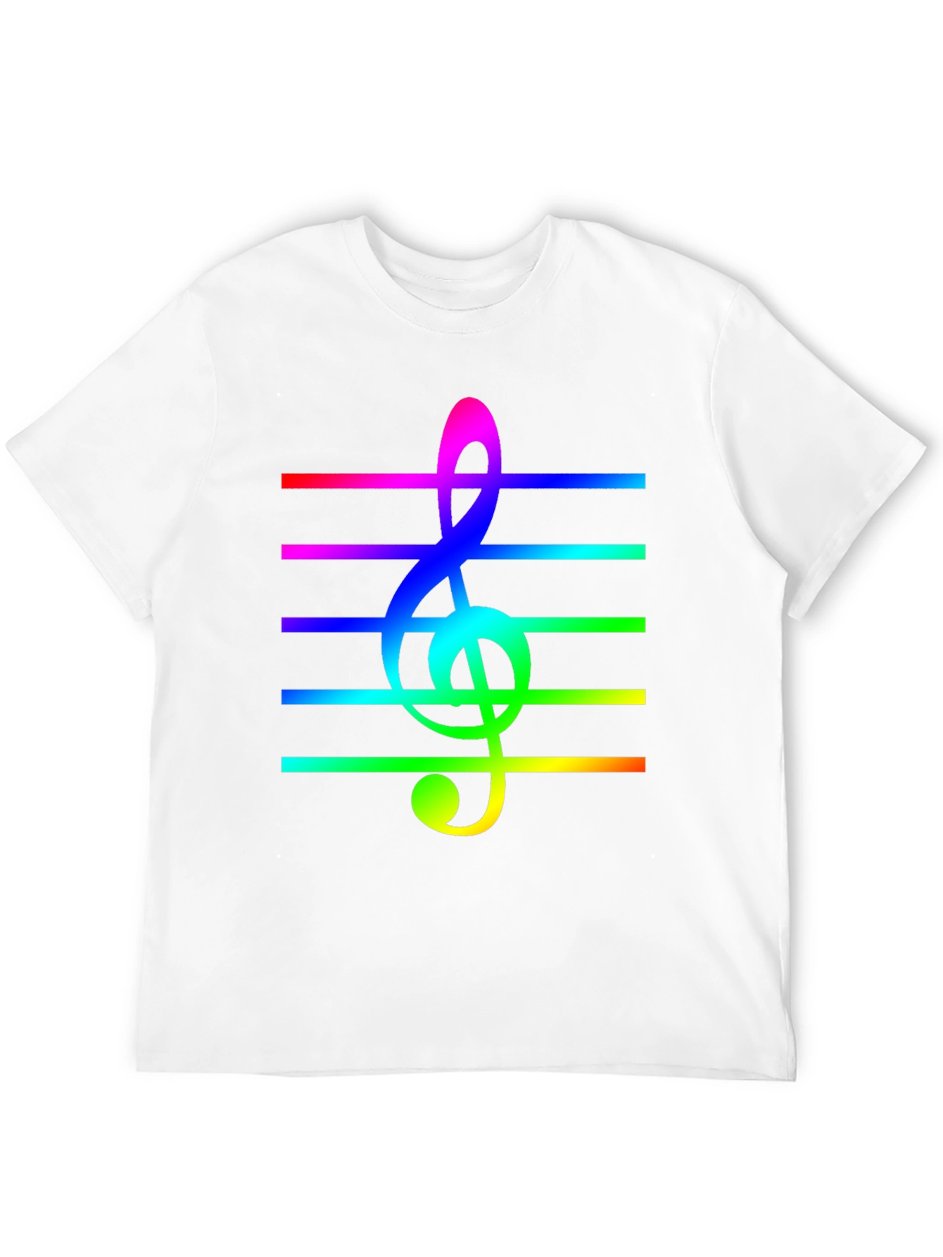 Black Rainbow Treble Clef Music Staff T-Shirt view 12