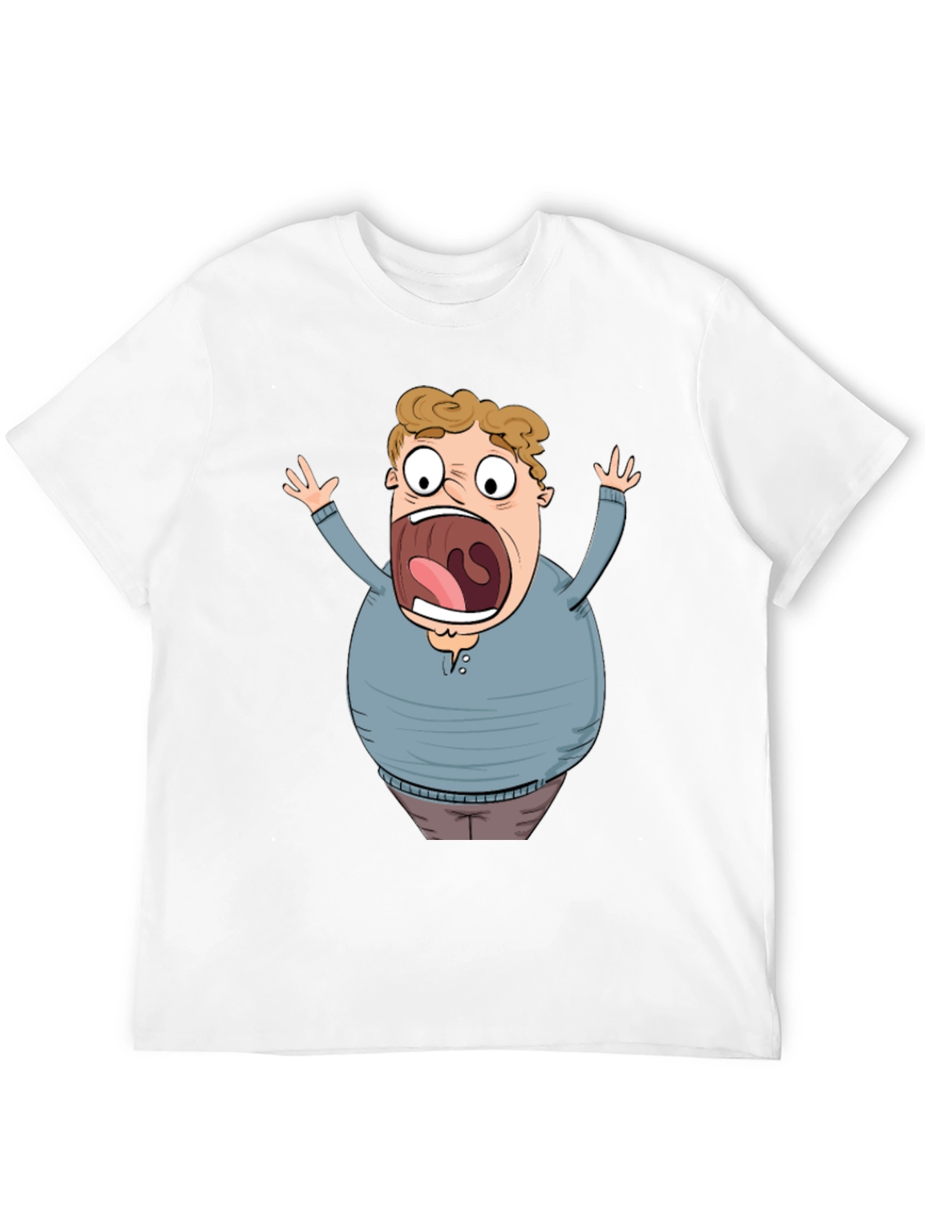 Black Cartoon Scared Man Graphic Black T-Shirt view 12