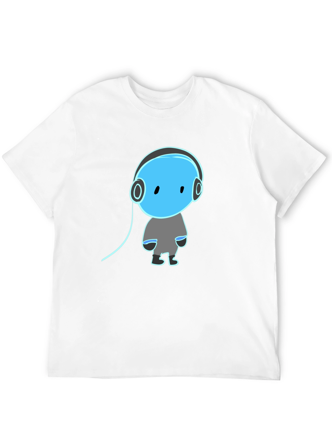 Black Cool Graphic Tee - Blue Headphone Dude view 12