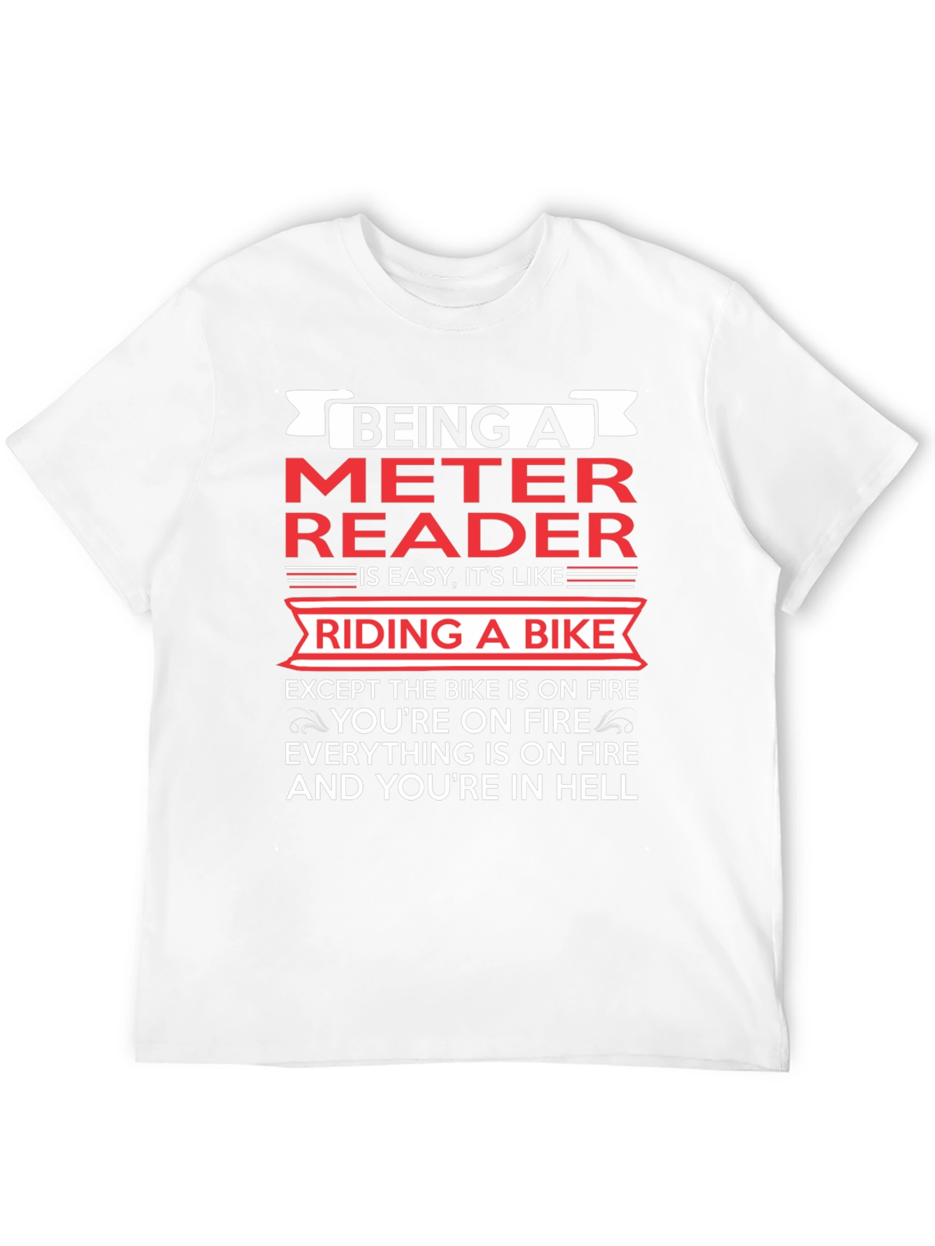 Black Meter Reader T-Shirt - Riding a Bike in Hell view 12