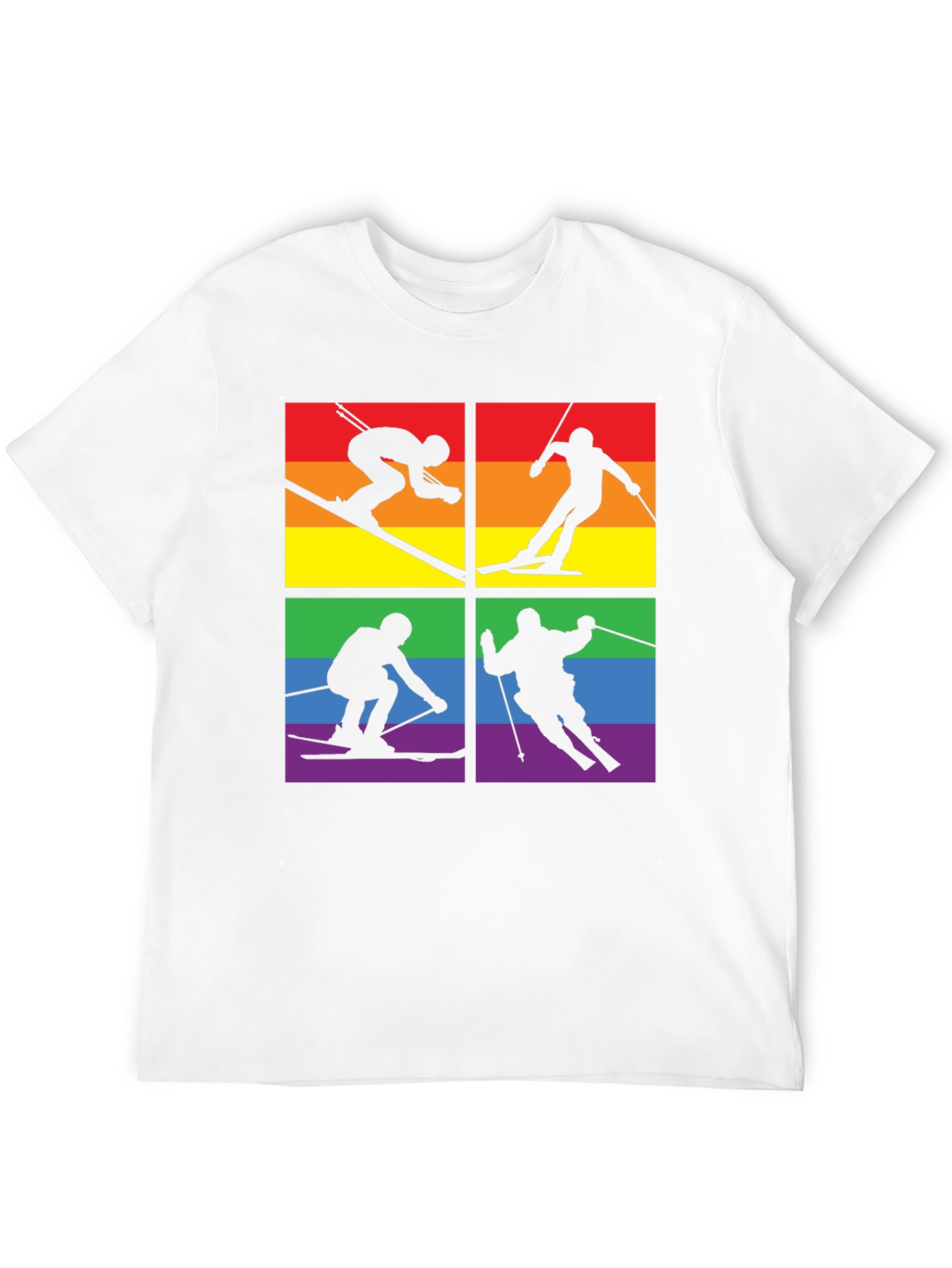 Black LGBTQ+ Pride Skiing T-Shirt view 12