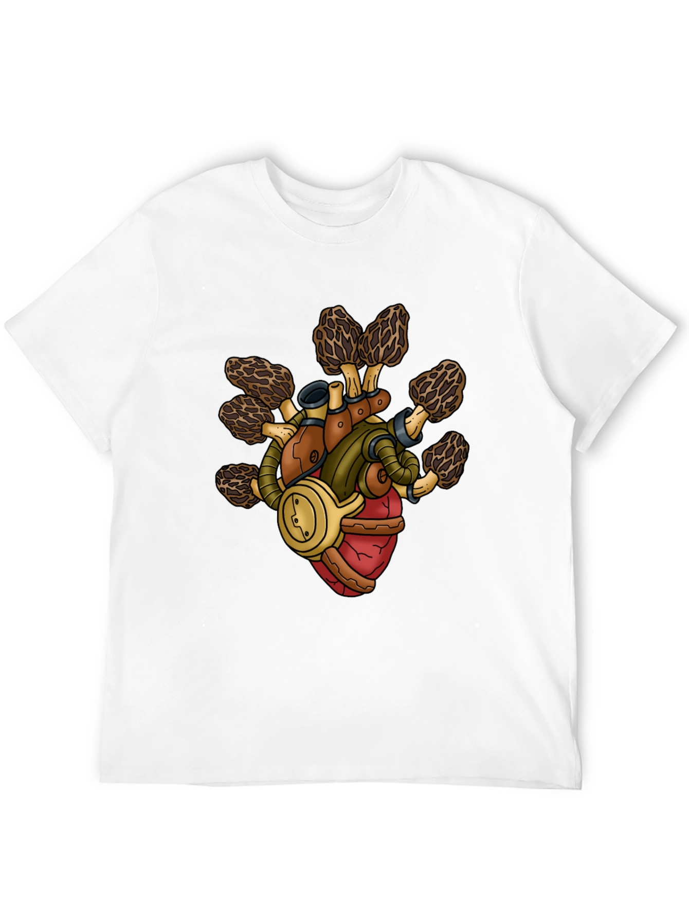 Black Steampunk Mushroom Heart T-Shirt view 12