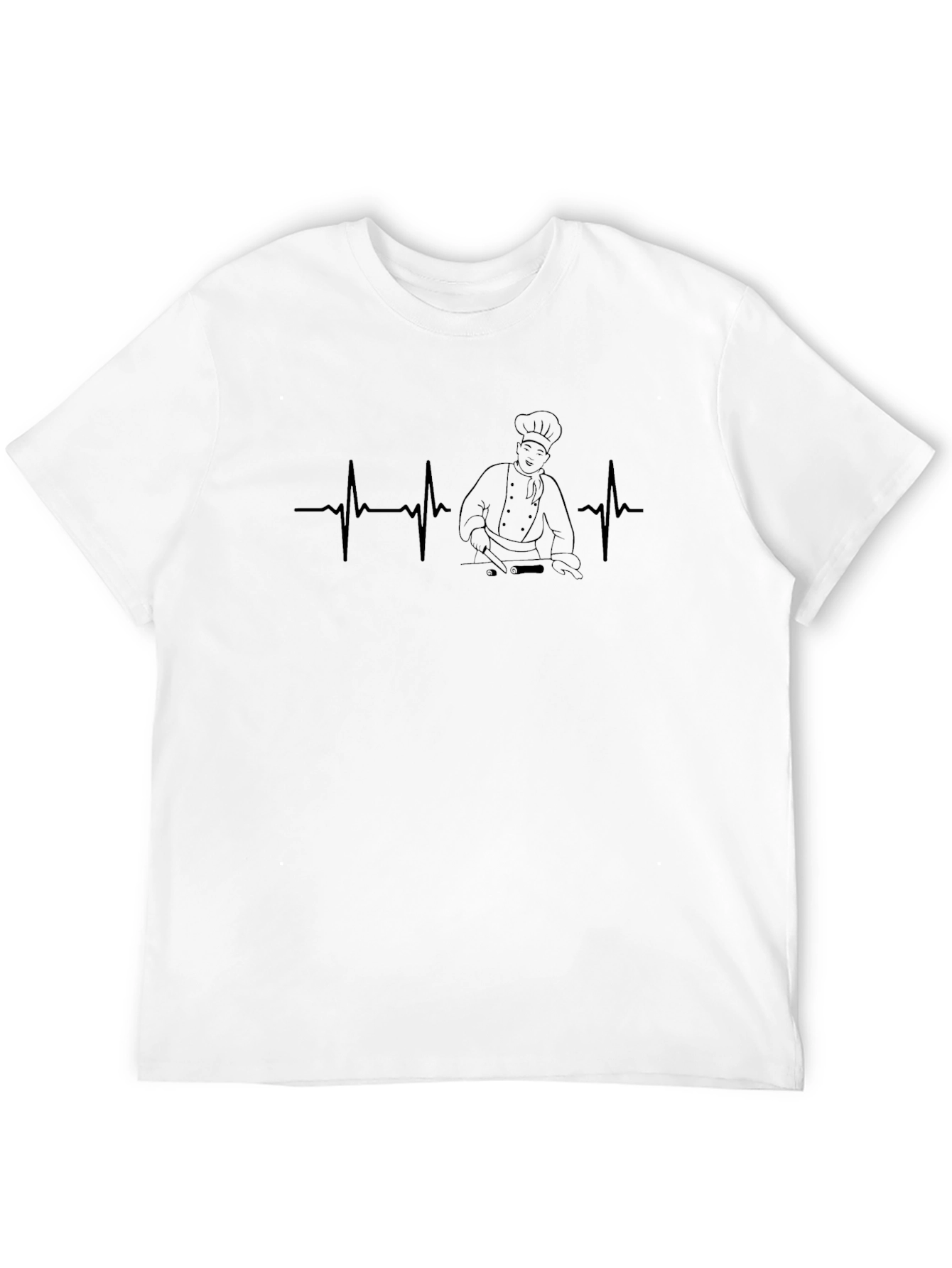 Black Chef Heartbeat T-Shirt - Culinary Life Line view 12