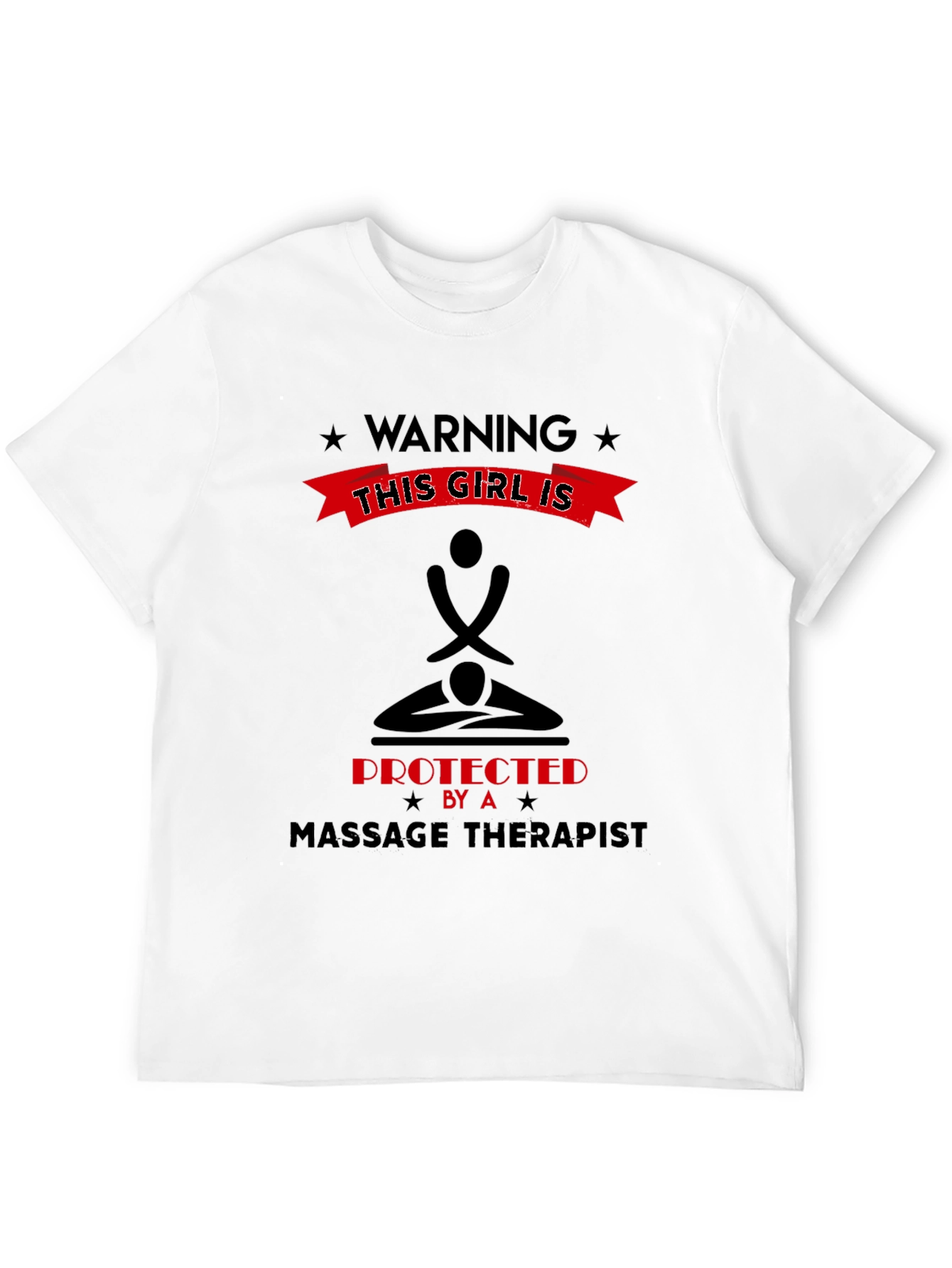 Black Warning Protected By Massage Therapist Graphic Tee view 12