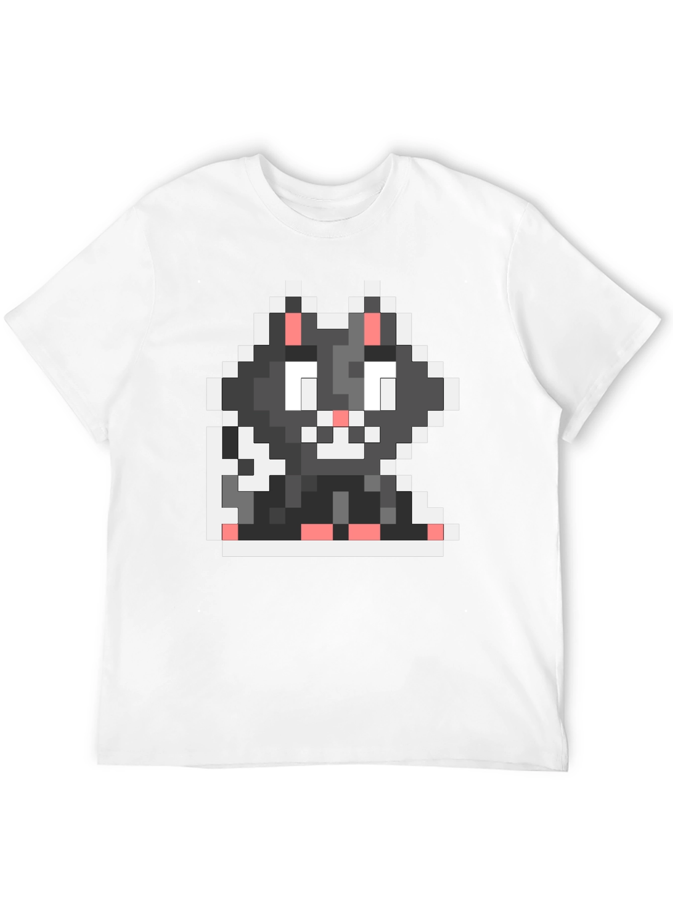 Black Pixel Cat Black T-Shirt view 12