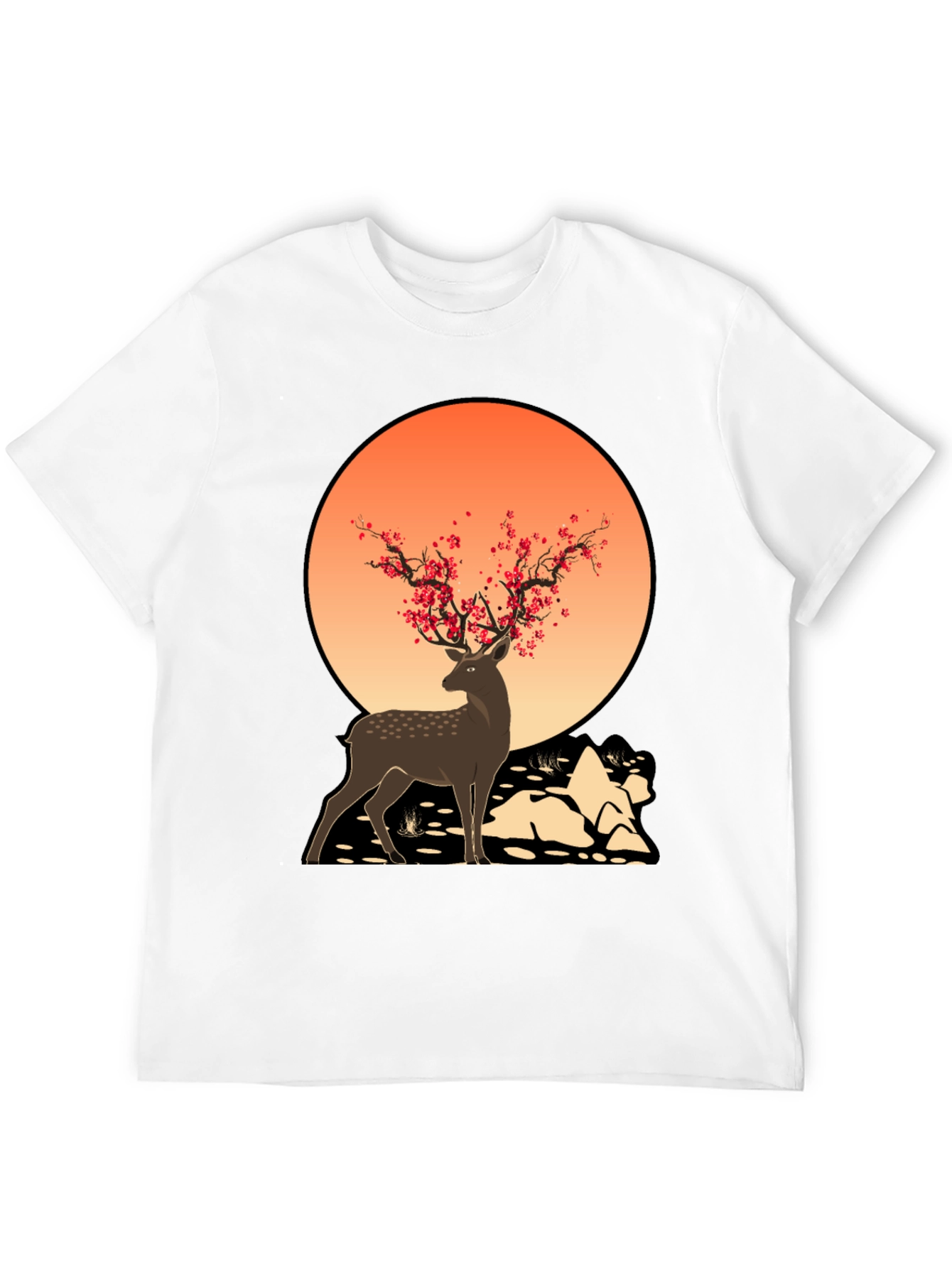 Black Deer and Blossom T-Shirt view 12