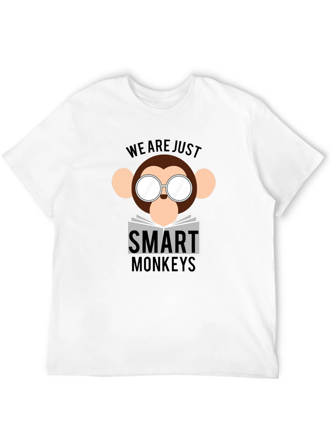 Black Smart Monkeys Graphic T-Shirt - Funny Animal Tee view 12