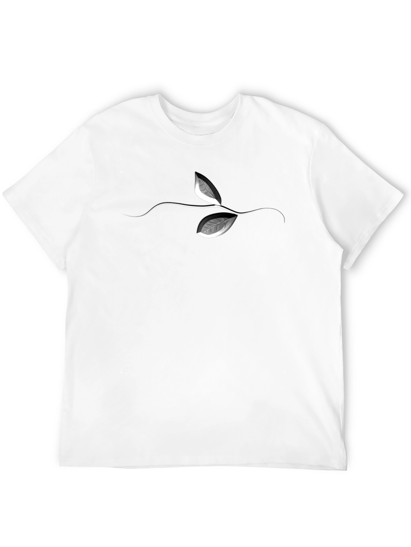 Black Men's Black T-Shirt with Leaf Graphic view 12