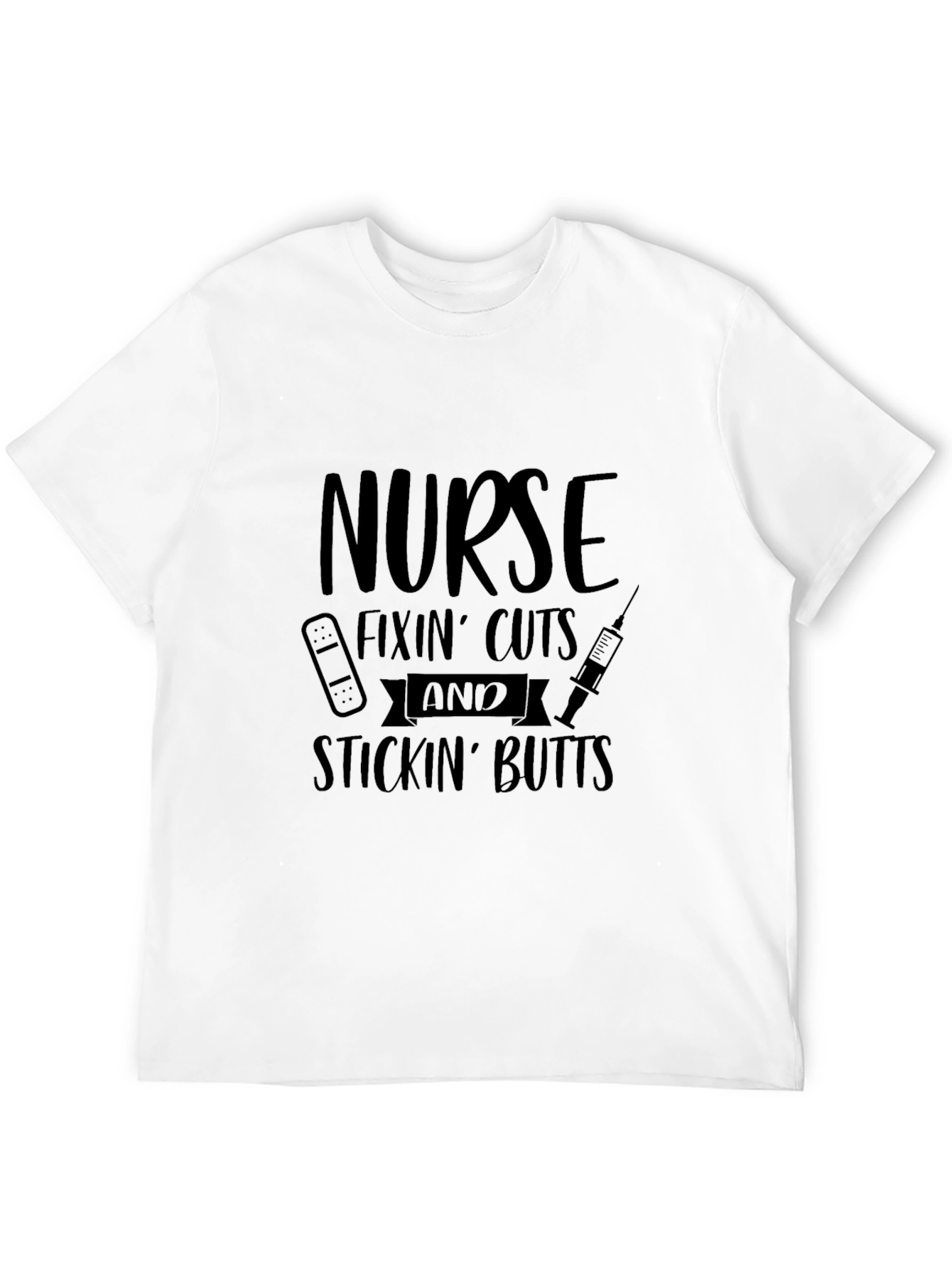 Black Nurse Fixin' Cuts & Stickin' Butts Black T-Shirt view 12