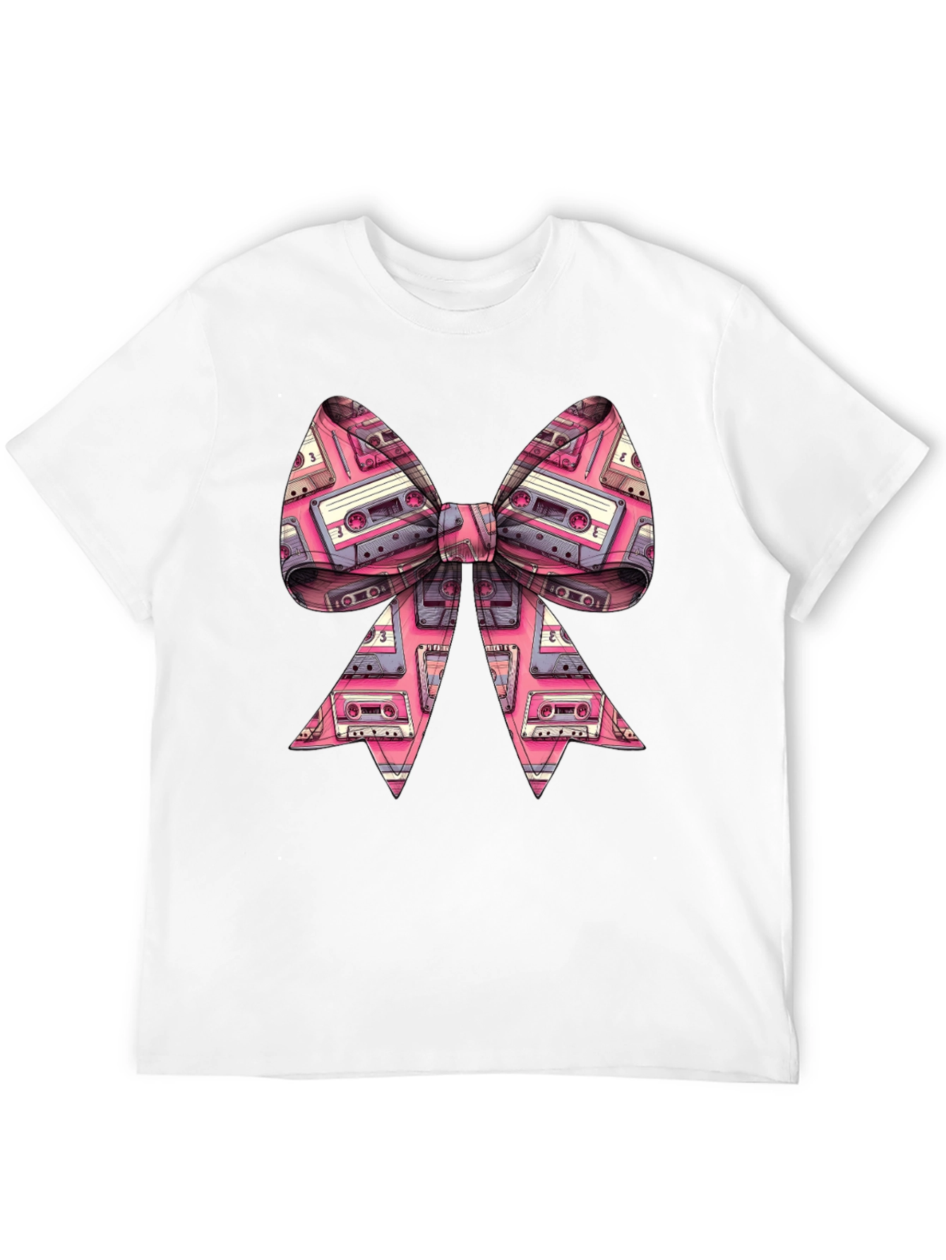 Black Retro Cassette Tape Bow Tie T-Shirt view 12