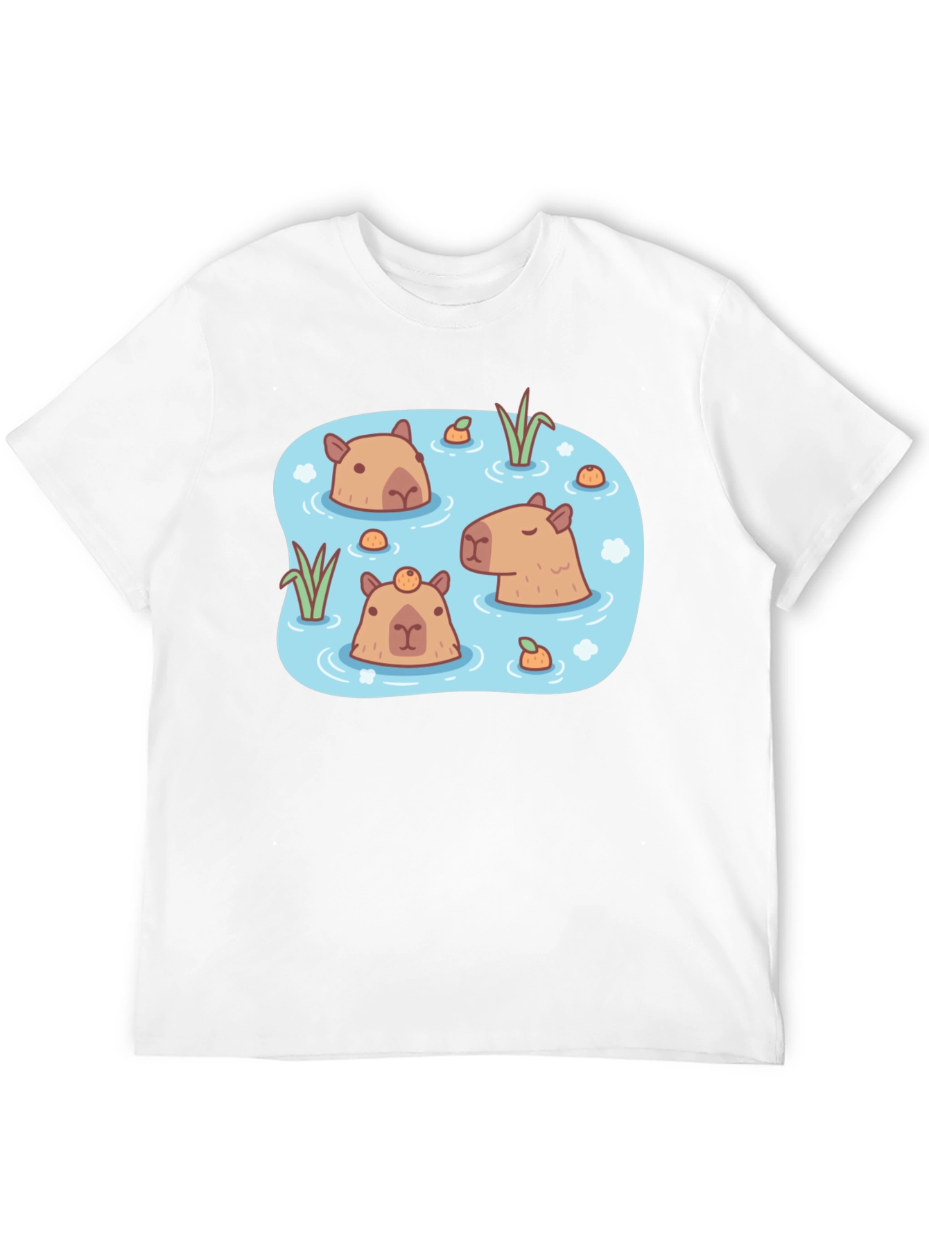 Black Capybara Pond T-Shirt - Relaxed Aquatic Design view 12