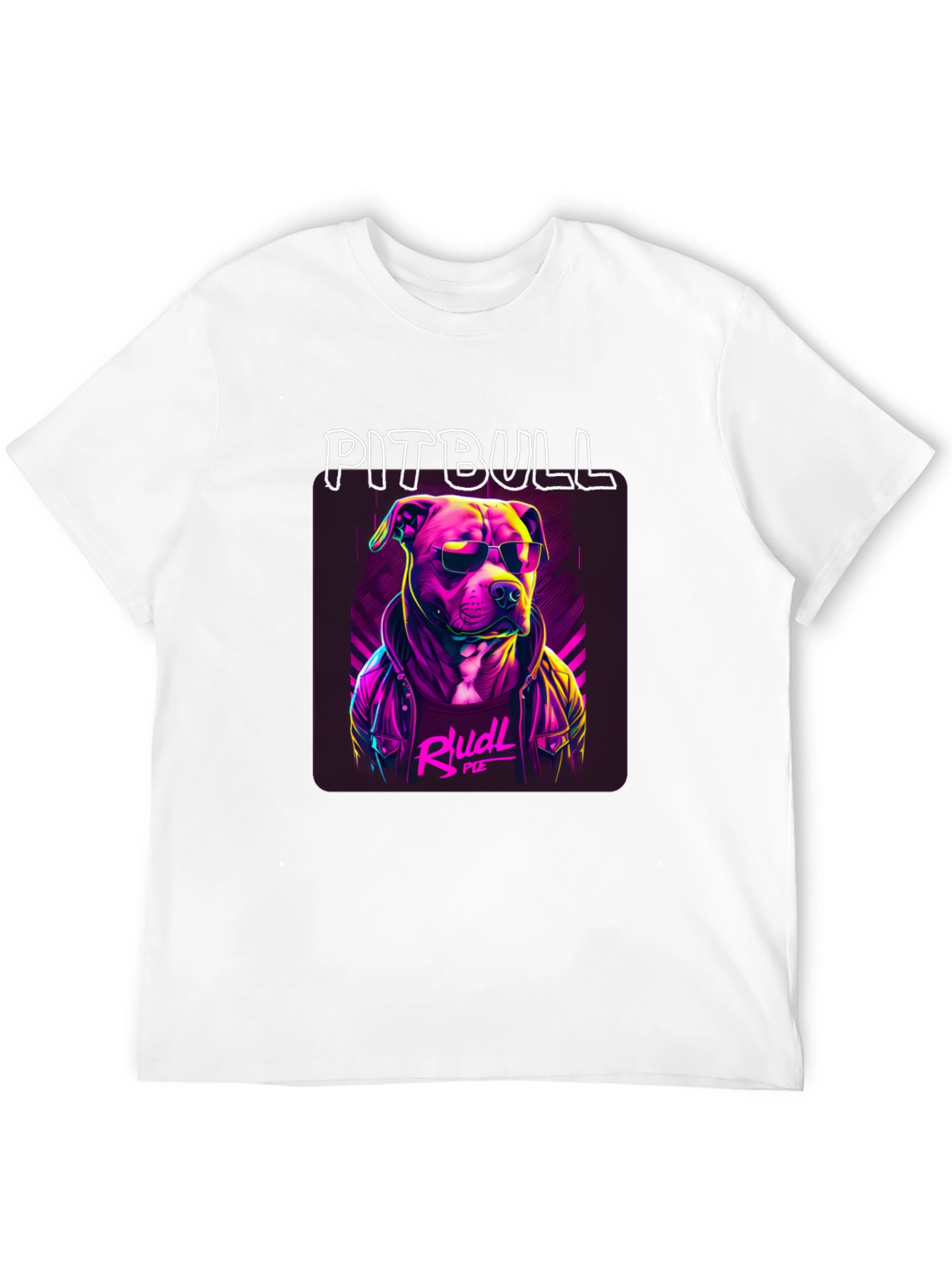 Black Cool Pitbull Graphic Tee - Black Cotton T-Shirt view 12