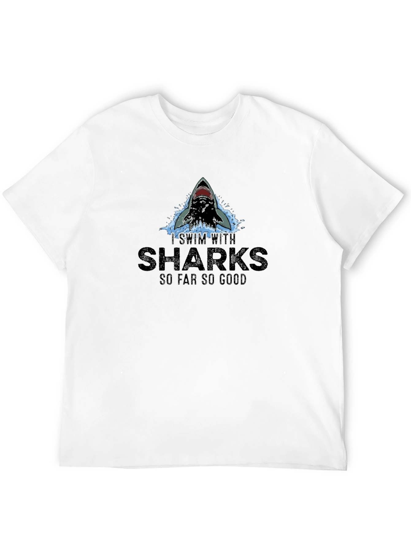 Black I Swim With Sharks Funny Graphic T-Shirt view 12