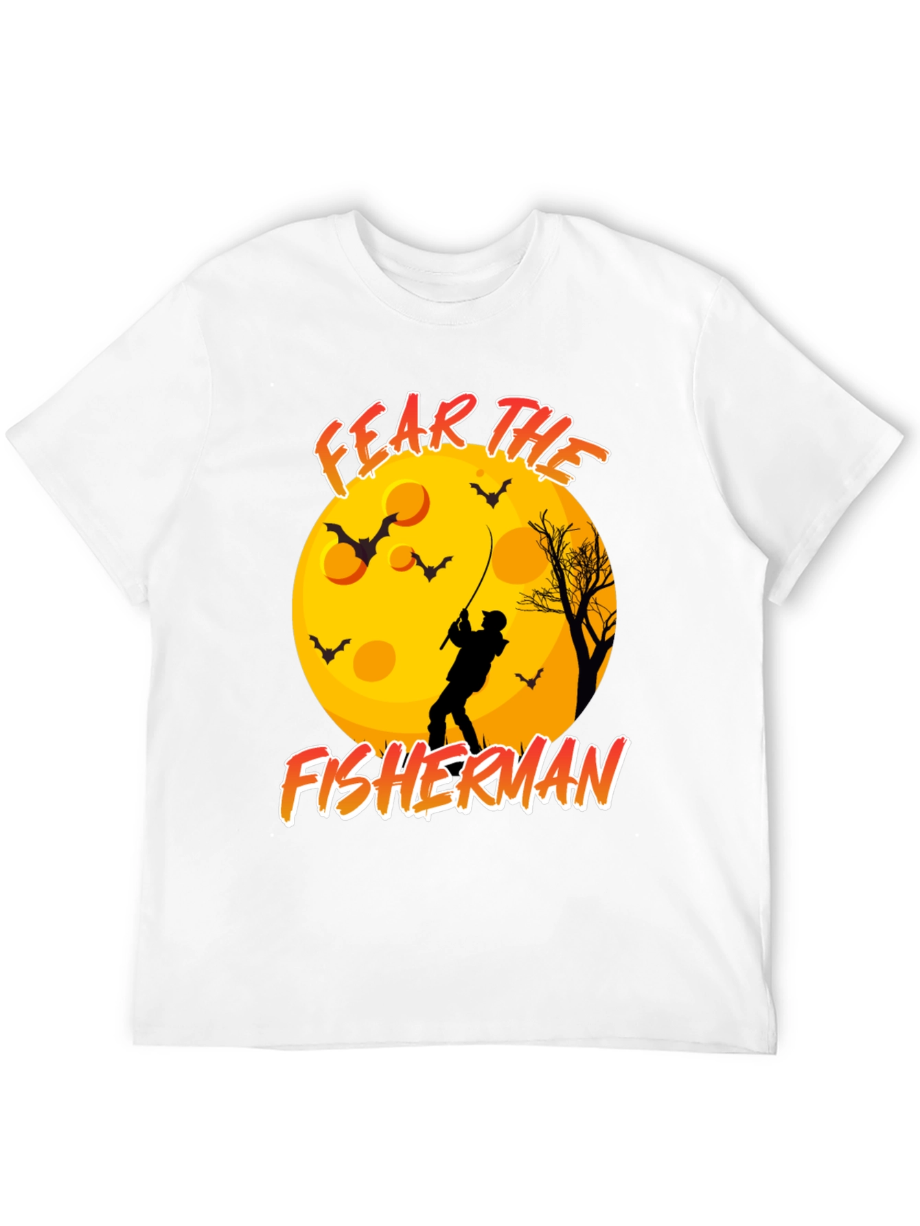 Black Fear the Fisherman Black T-Shirt Halloween Moon Bats view 12