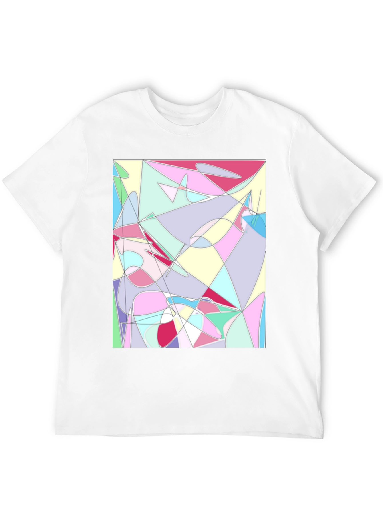 Black Abstract Geometric Print Black T-Shirt view 12