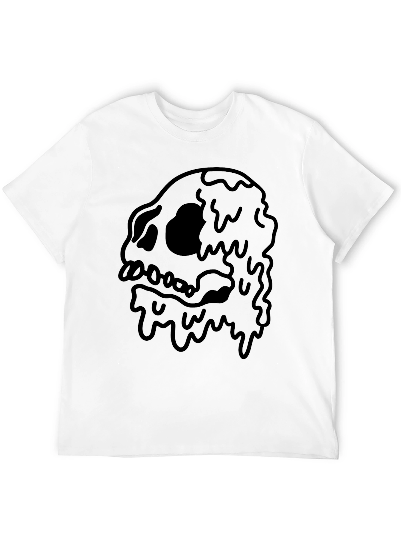 Black Men's Black T-Shirt with Dripping Skull Graphic view 12