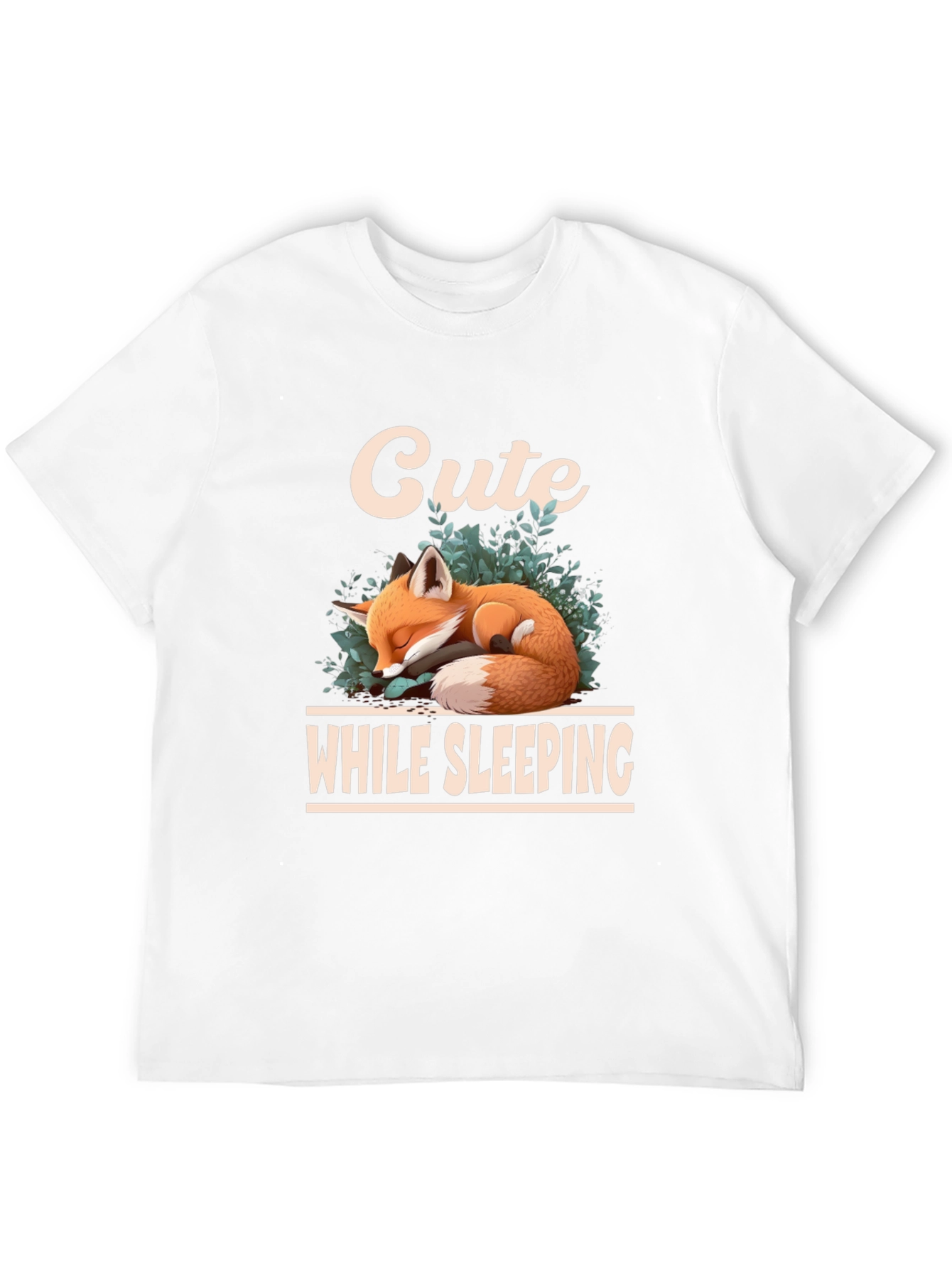 Black Cute Sleeping Fox Graphic T-Shirt view 12