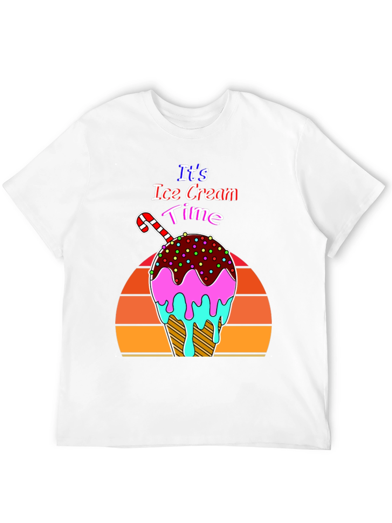 Black It's Ice Cream Time Retro T-Shirt view 12