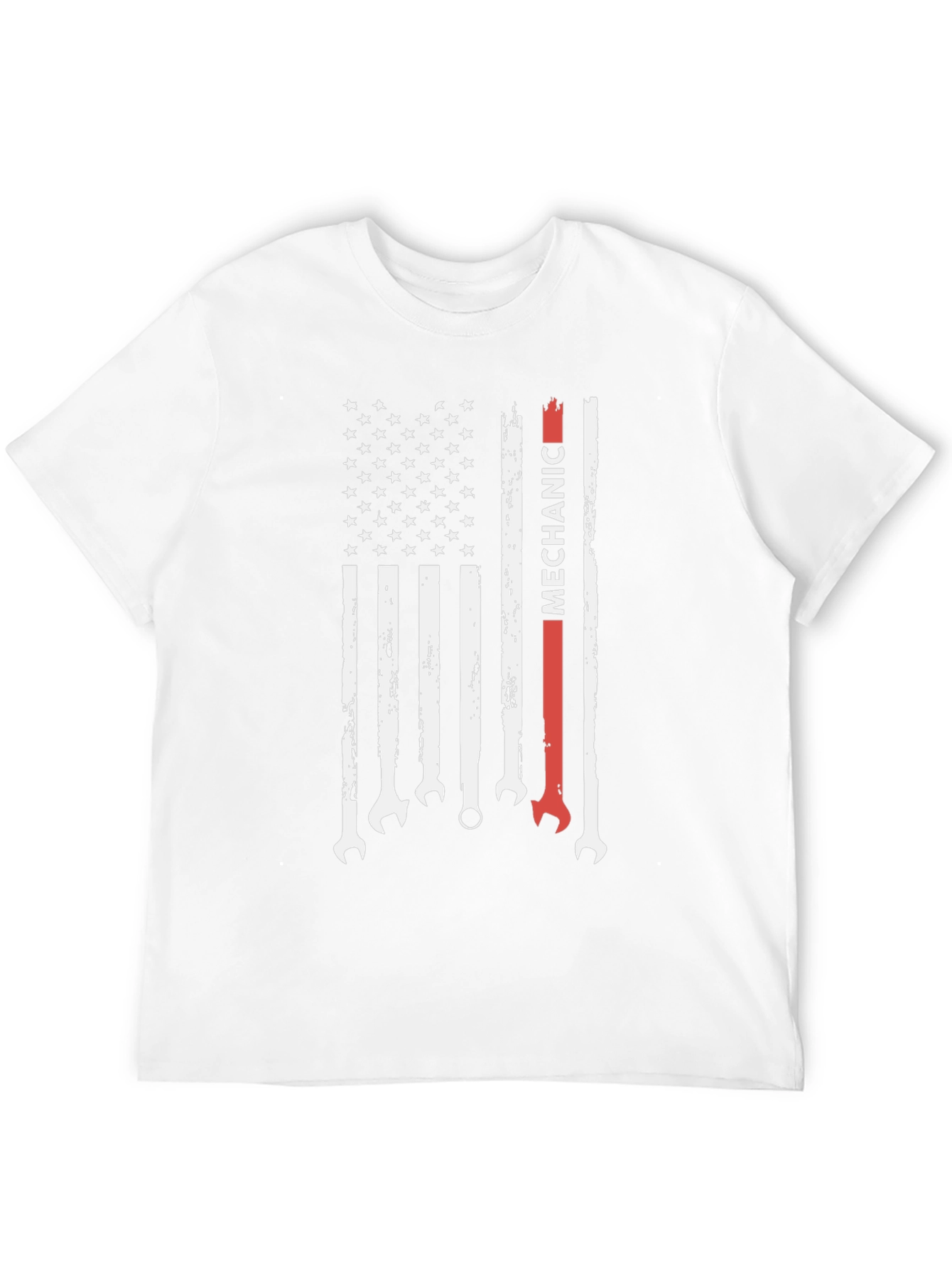 Black Mechanic American Flag Graphic Tee - Patriotic Wrench T-Shirt view 12
