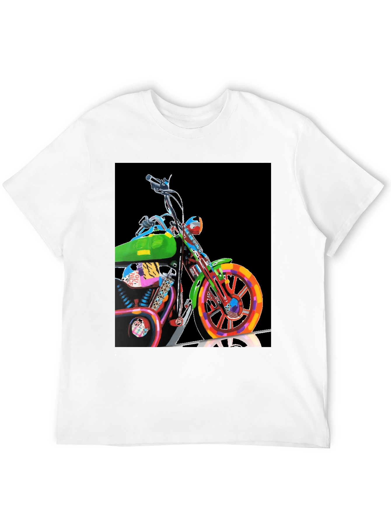 Black Colorful Motorcycle Graphic Tee - Black view 12