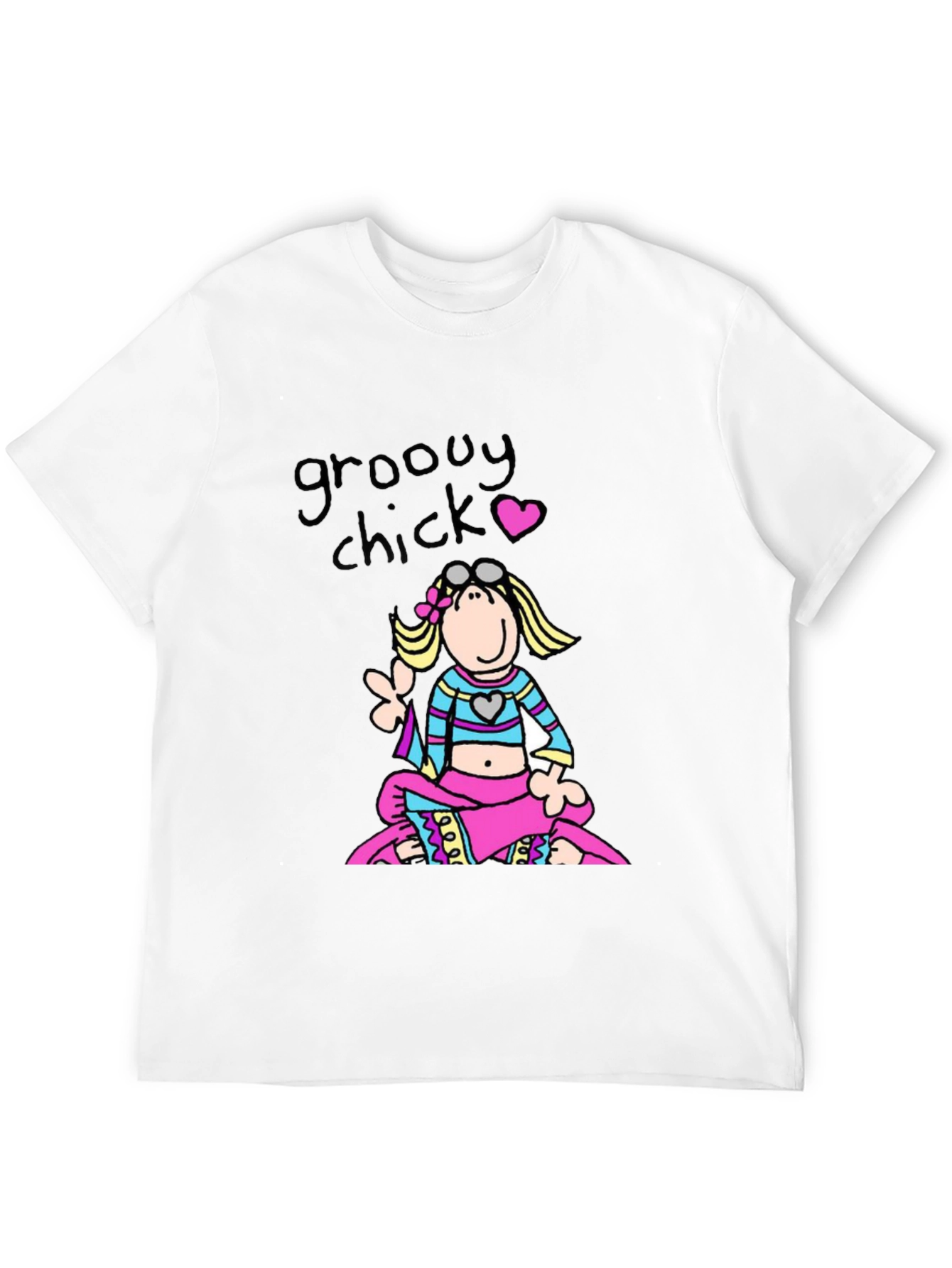 Black Groovy Chick Graphic Tee - Retro 70s Style T-Shirt view 12