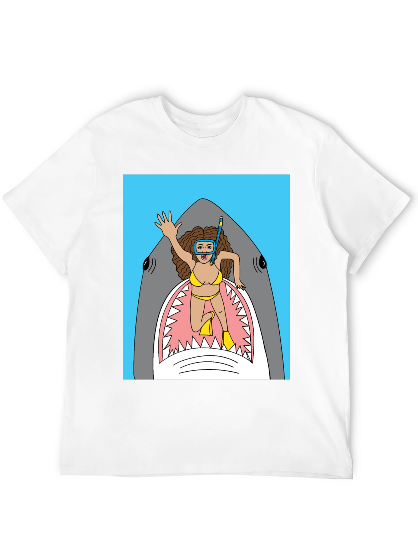 Black Shark Diver Graphic Tee - Funny Cartoon T-Shirt view 12