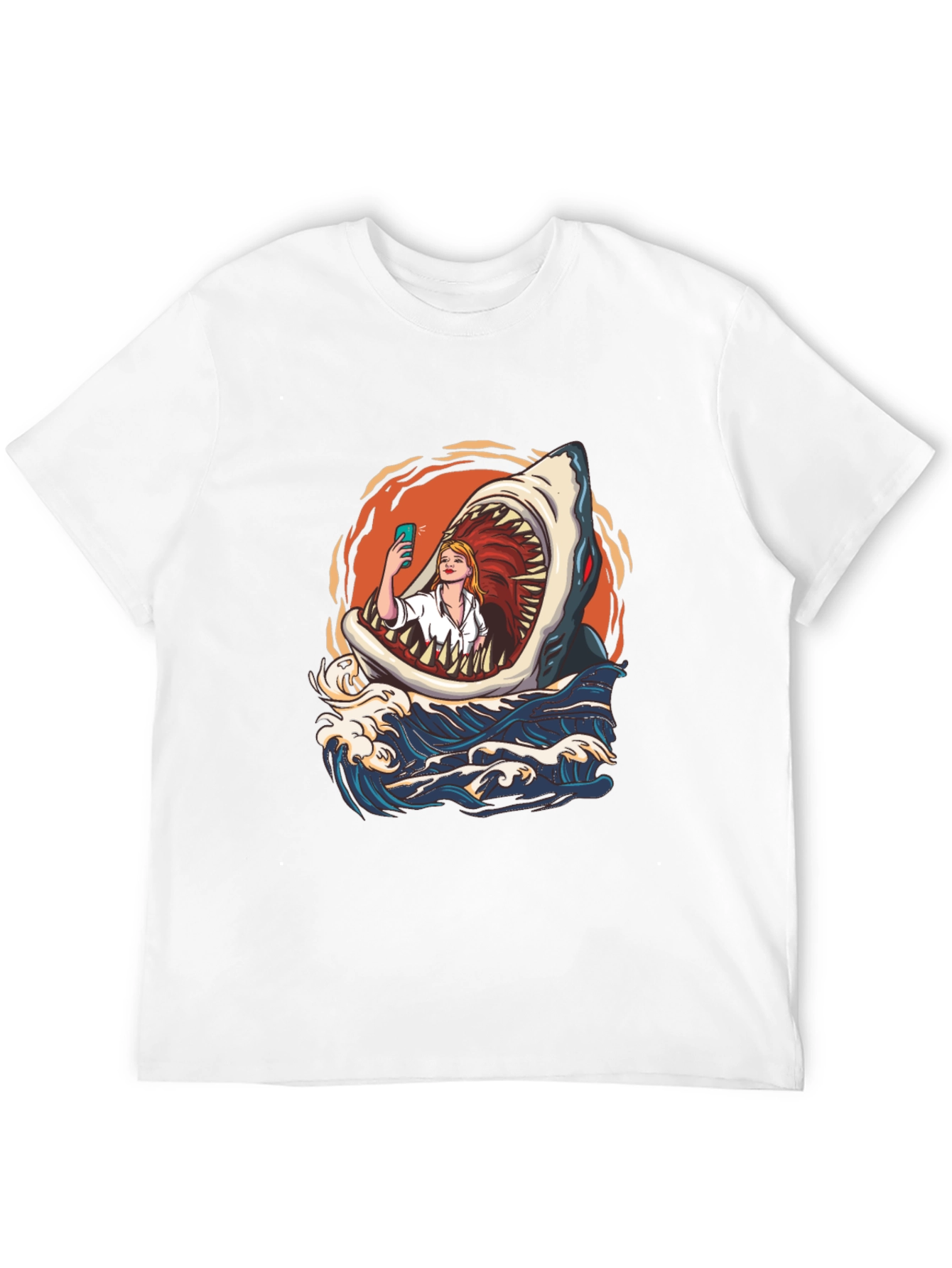Black Shark Selfie Graphic Tee - Funny Ocean Print view 12