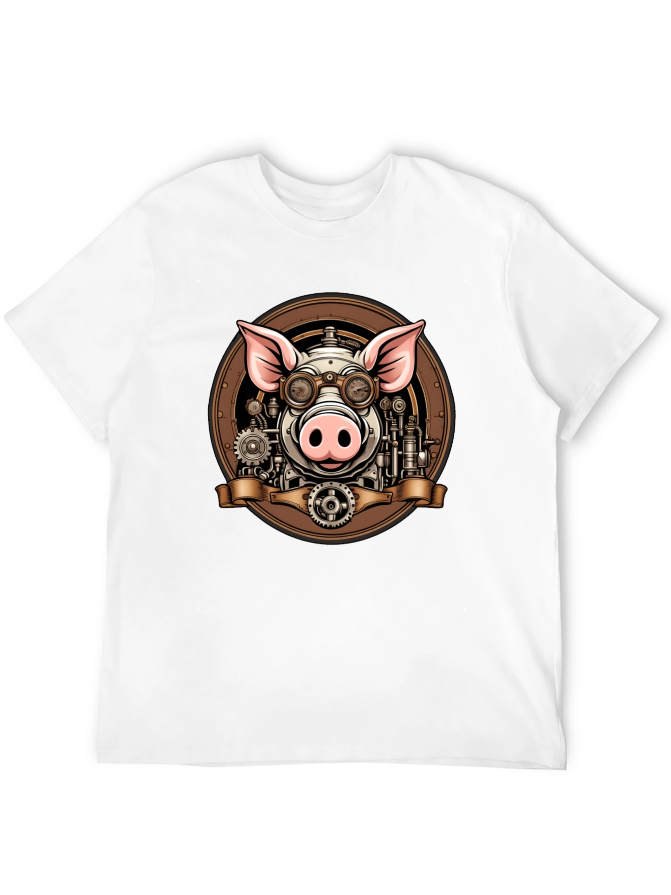 Black Steampunk Pig Graphic Tee - Unique Design view 12
