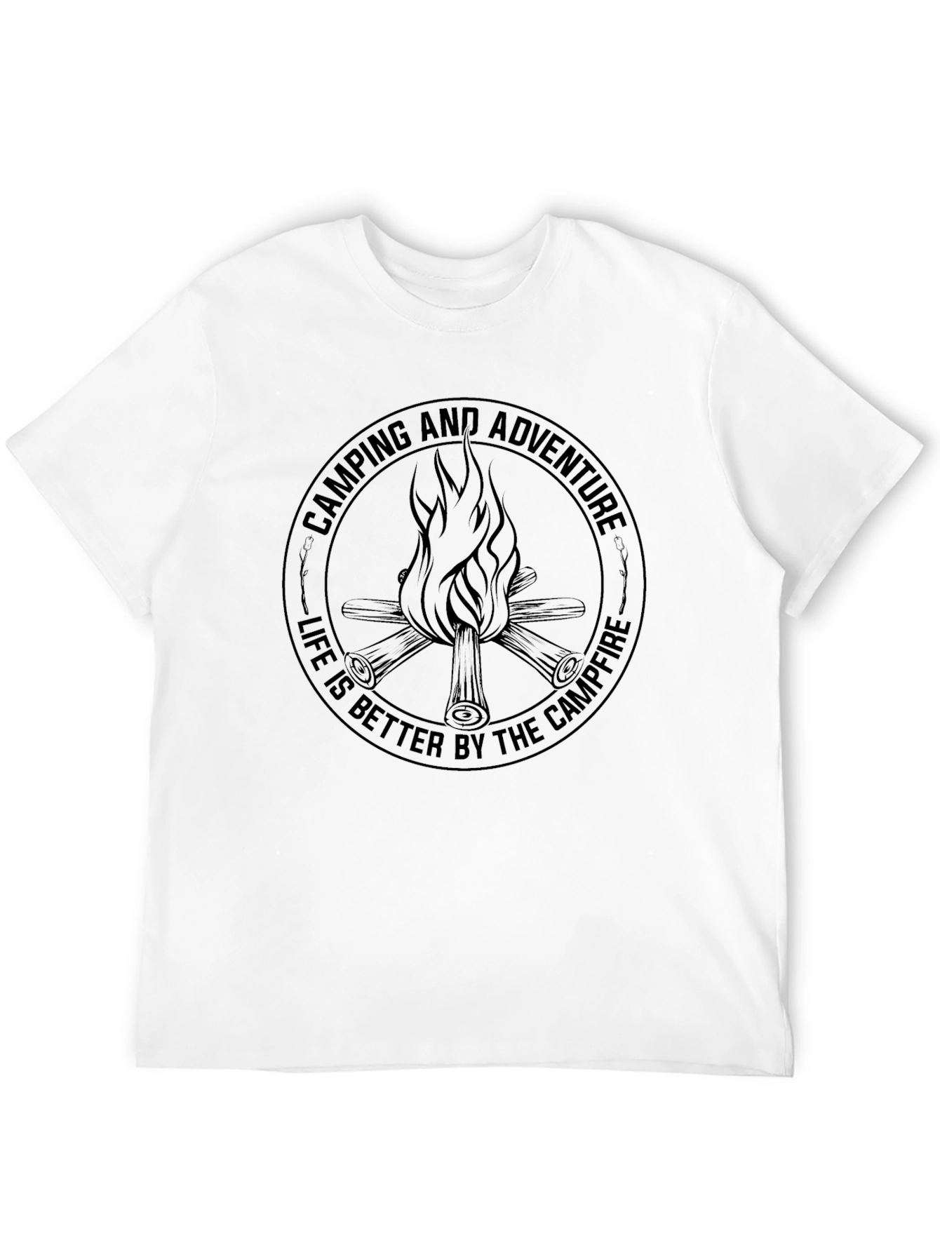Black Camping Adventure Campfire Graphic T-Shirt view 12