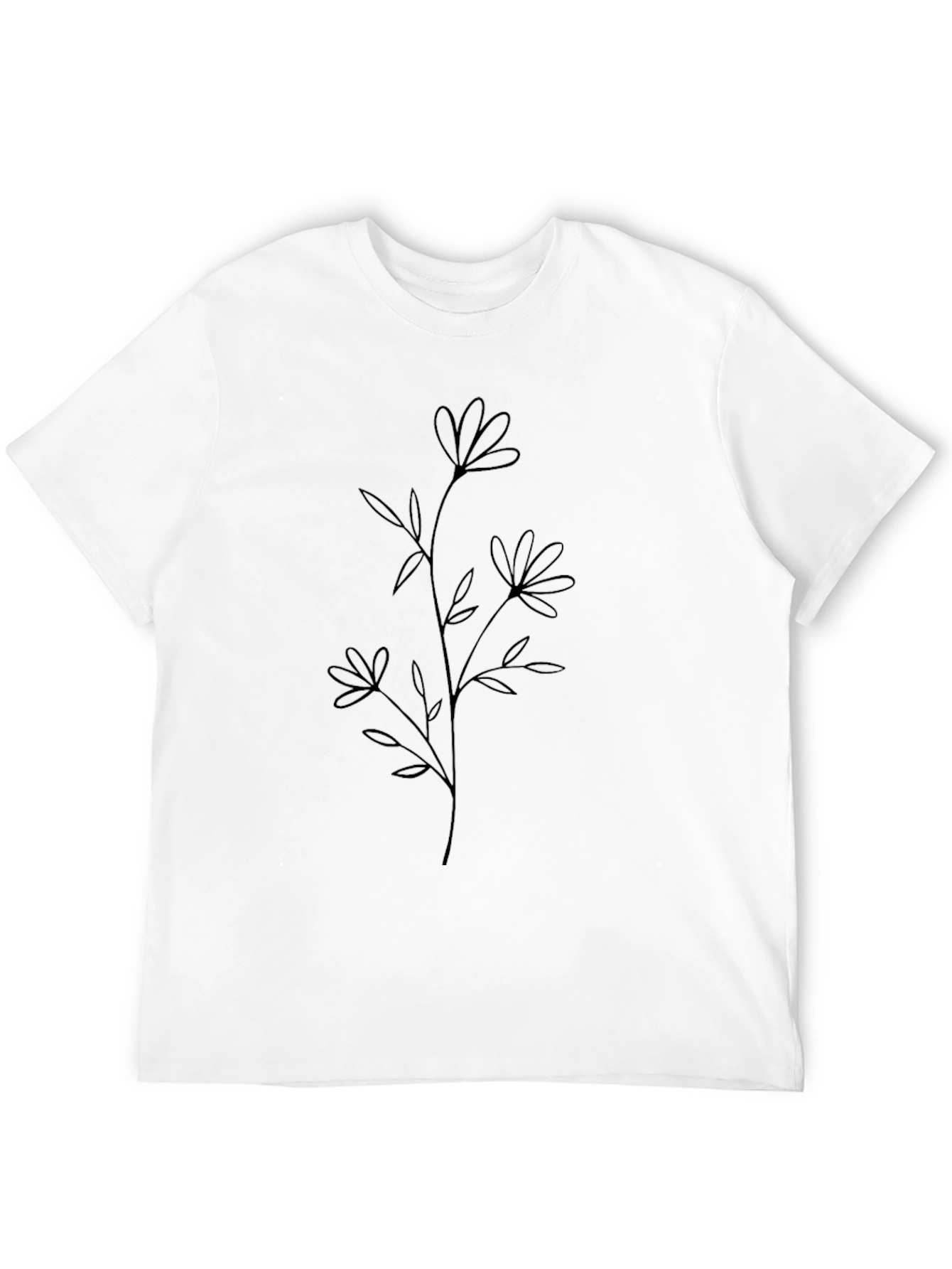 Black Minimalist Flower Graphic T-Shirt - Black view 12