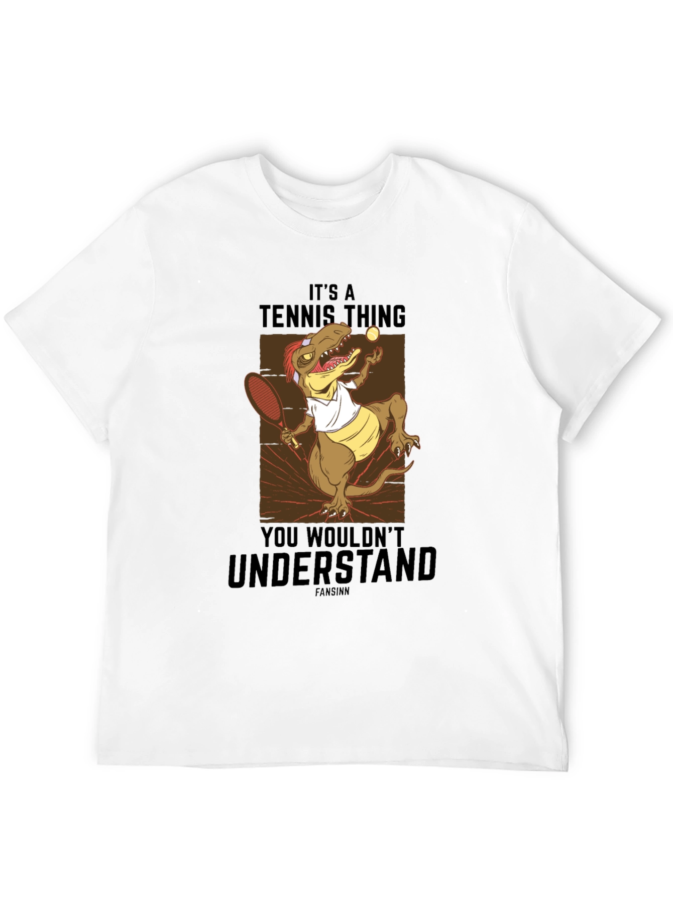 Black Tennis Dinosaur Graphic T-Shirt - "It's a Tennis Thing" view 12