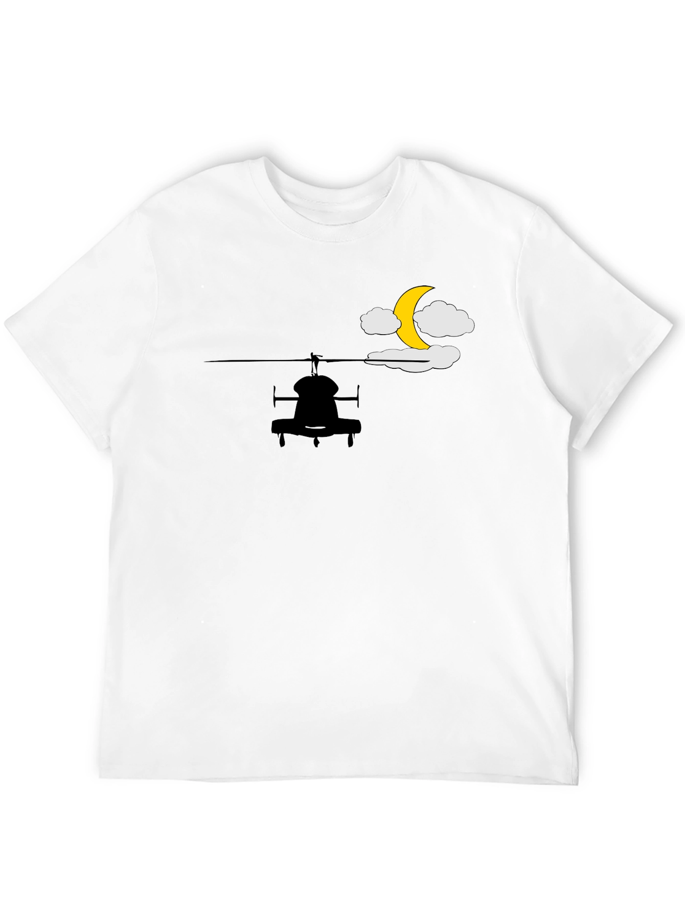 Black Helicopter Moon T-Shirt - Night Flight Design view 12