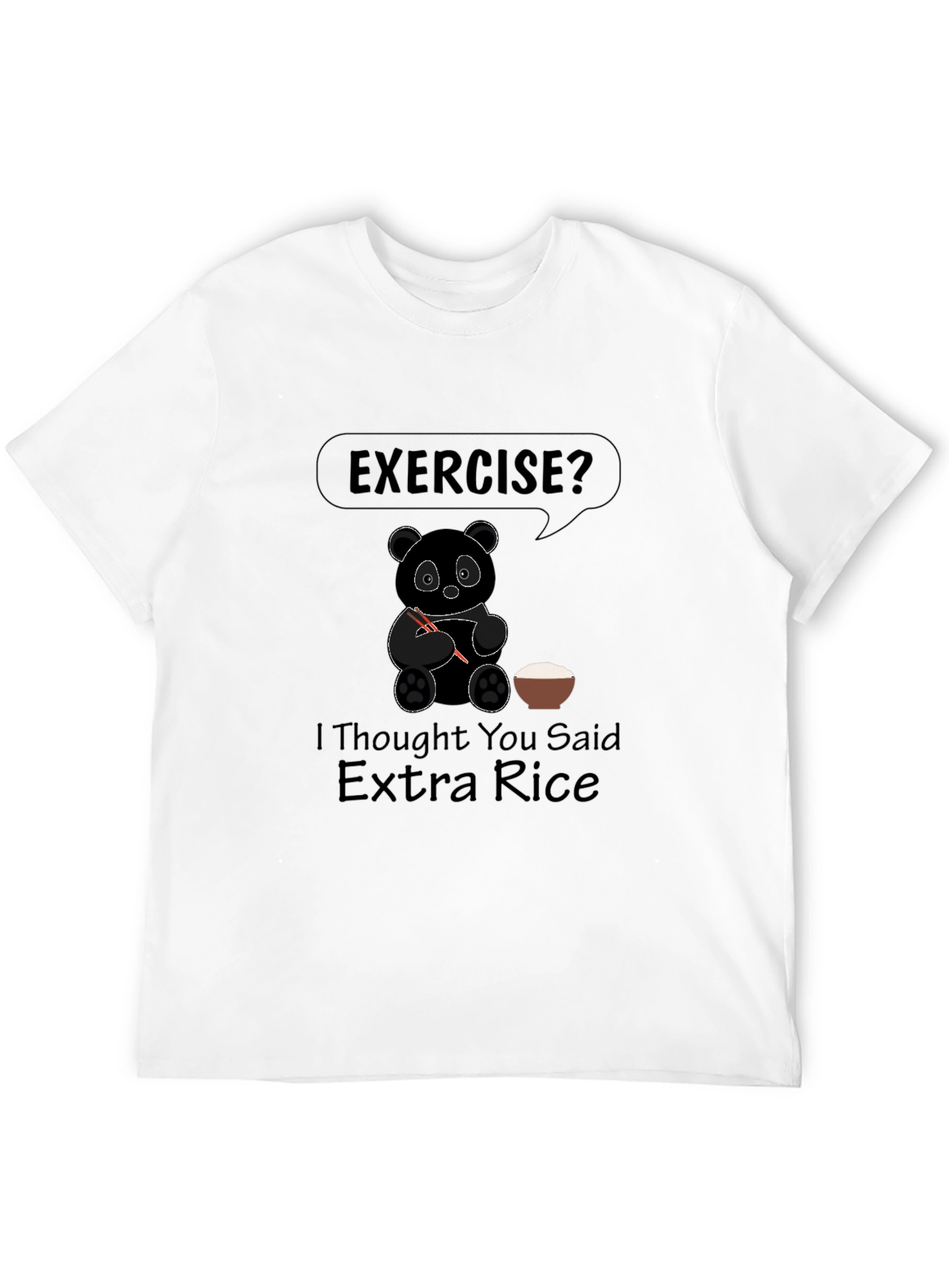 Black Exercise? Extra Rice Panda Graphic Tee - Black T-Shirt view 12