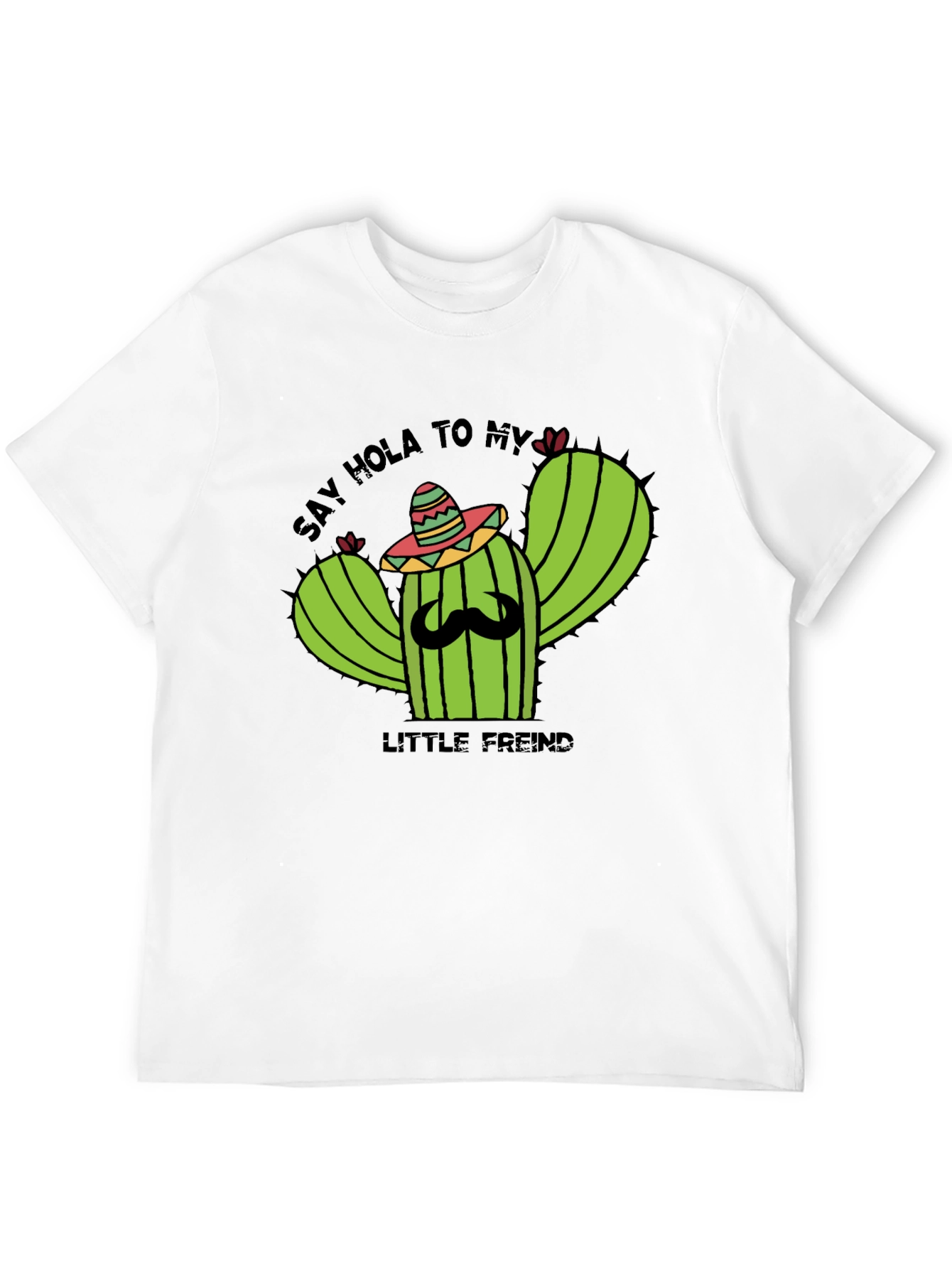 Black Hola Cactus T-Shirt - Funny Graphic Tee view 12