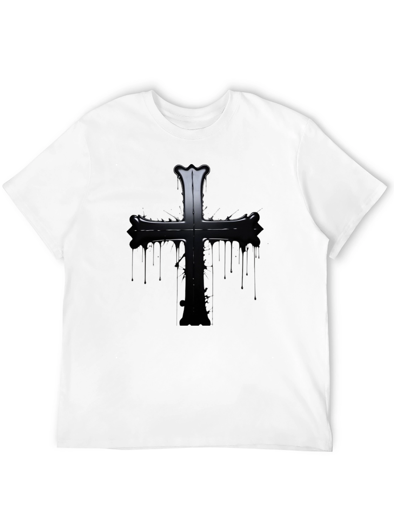 Black Gothic Cross Graphic Black T-Shirt view 12