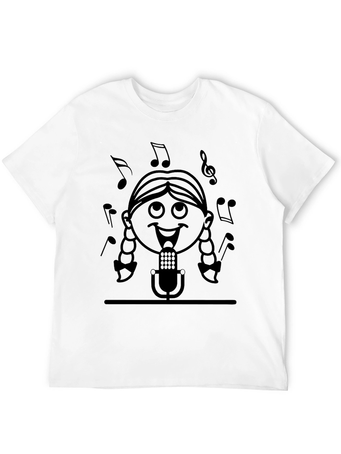 Black Singing Girl Graphic Tee - Black Cotton Casual Wear view 12