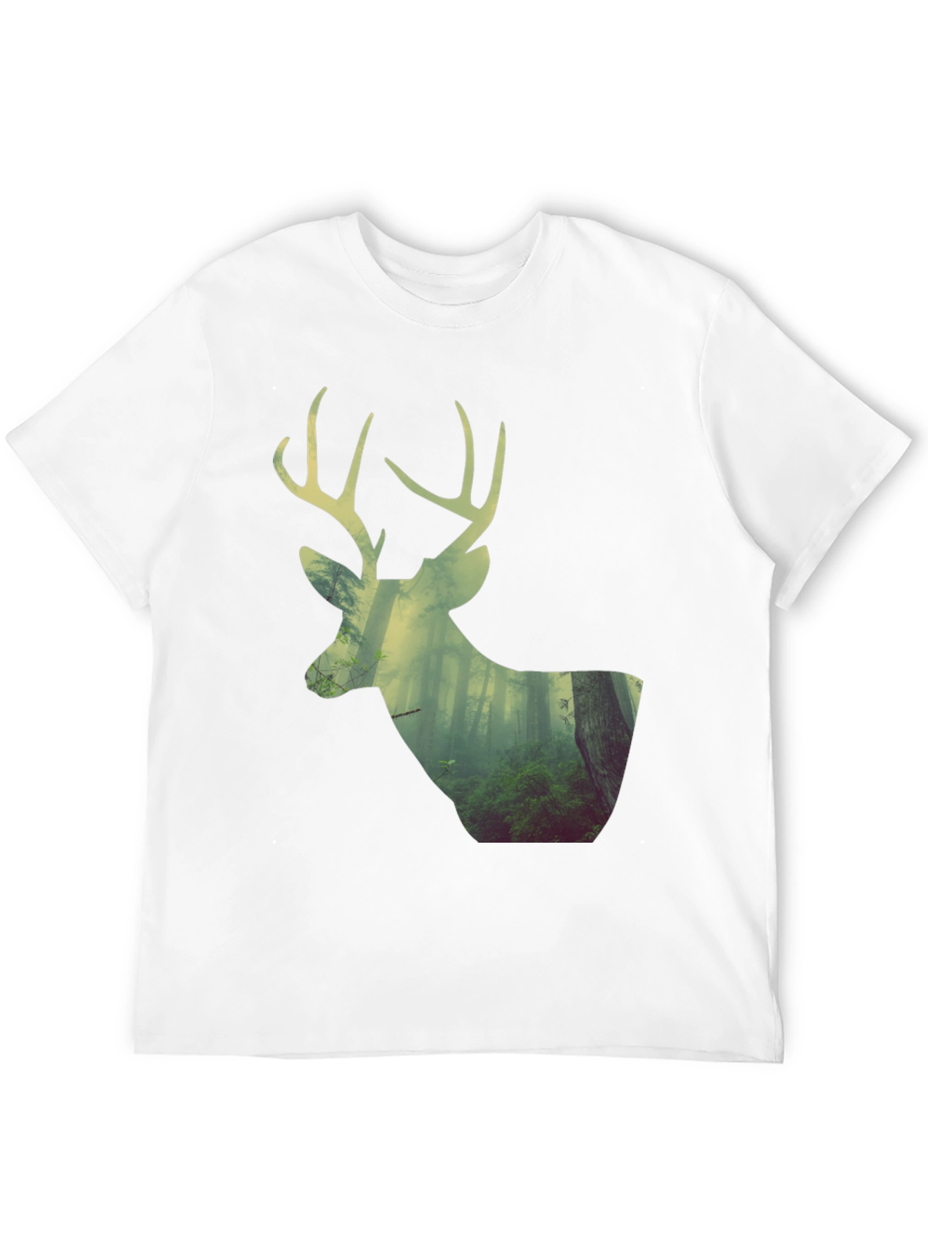 Black Deer Forest Graphic Print Black T-Shirt view 12